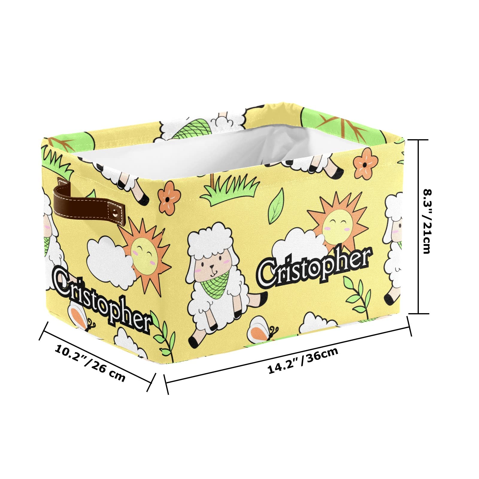 Custom Personalized Collapsible Storage Bins - Cute Sheep Design Decorative Basket with Handles, Rectangular Closet Organizer (1 Pack) | Perfect for Bedroom, Nursery & Home Organization