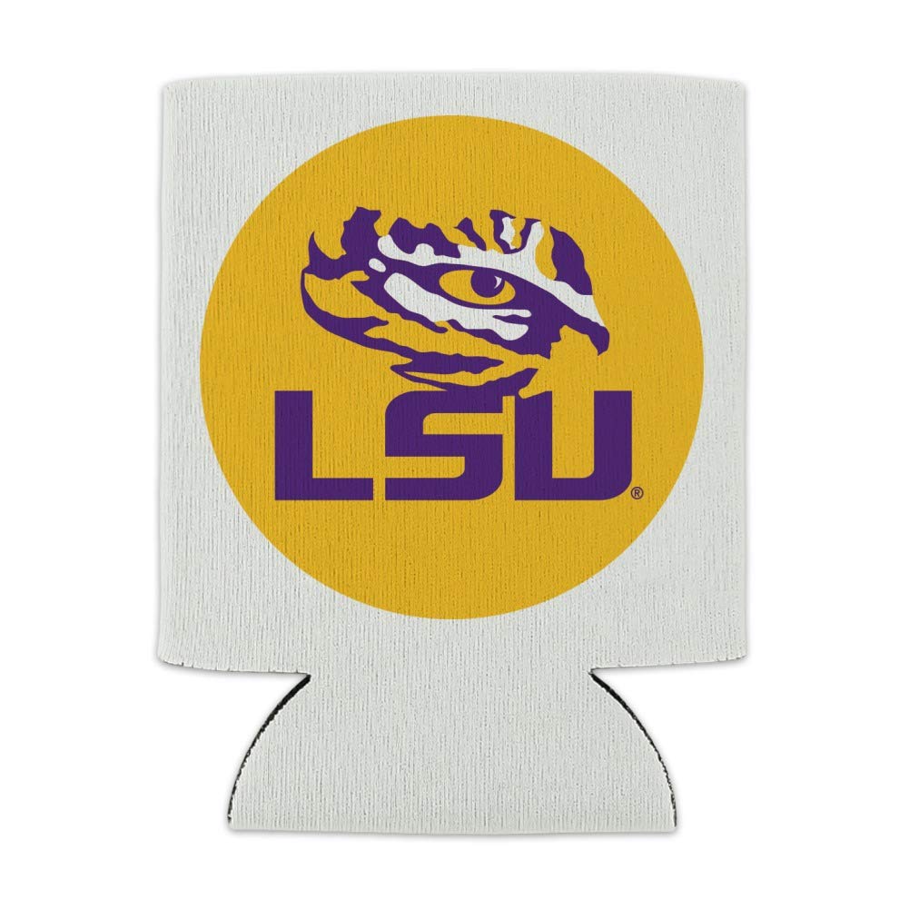 LSU Tiger Eye on Yellow Insulated Can Cooler - Collapsible Drink Sleeve & Beverage Holder for Beer, Soda & Cocktails - Perfect for Tailgates, BBQs & Outdoor Parties