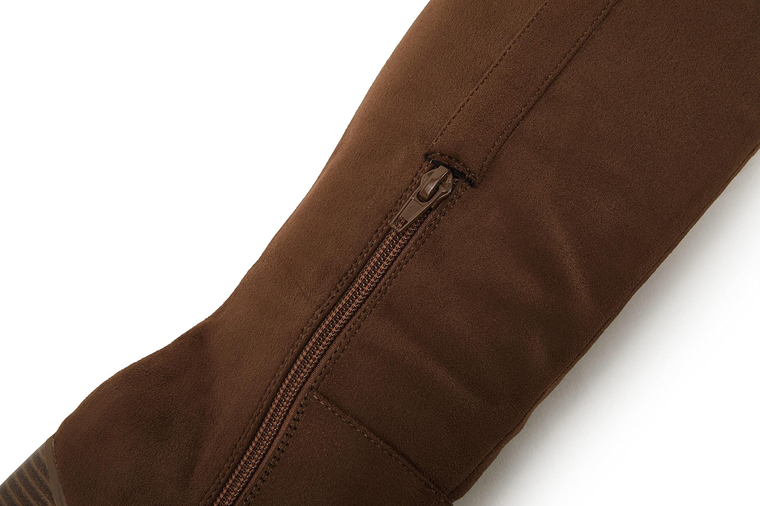 Ermonn Women's Faux Suede Knee High Boots with Side Zipper & Chunky Heel - Stretchable Winter Boots for Cold Weather, Snow & Outdoor Activities
