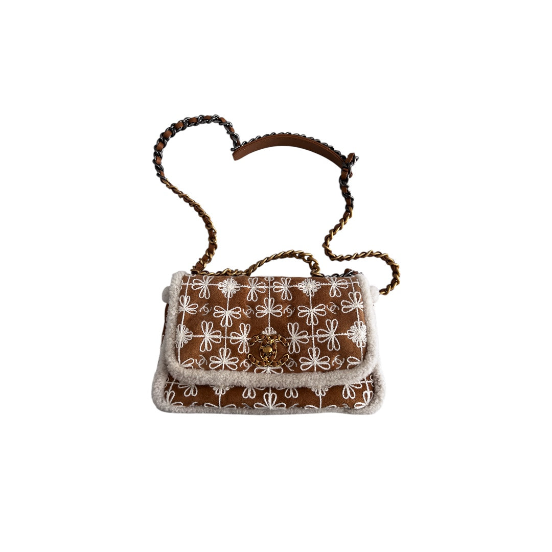 Chanel Embroidered Shearling 19 Bag - Luxury Designer Handbag for Women, Fashionable & Elegant Crossbody Purse - Perfect for Parties, Date Nights & Special Occasions