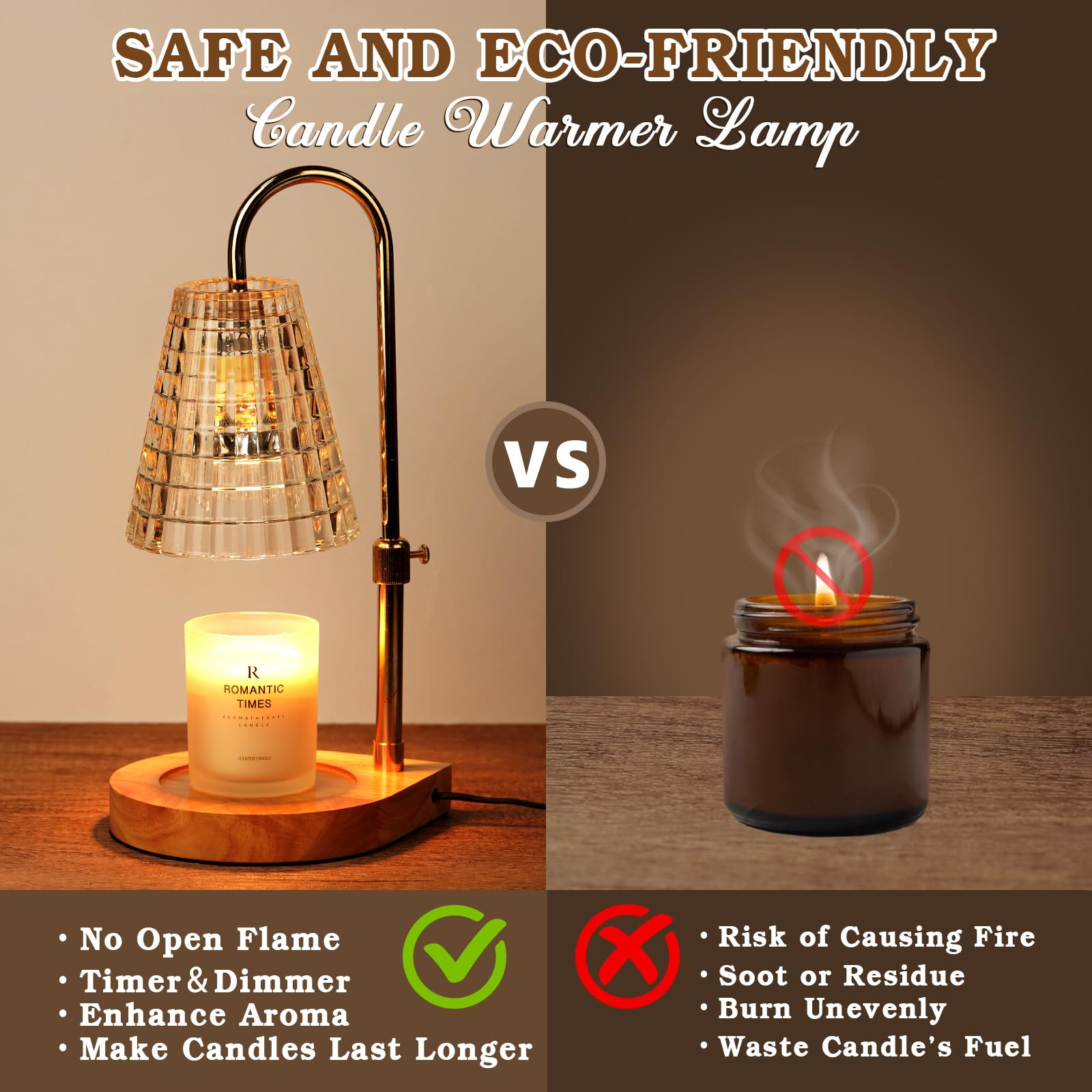 Premium Candle Warmer Lamp with Timer - Adjustable Dimmable Glass Candle Warmer for Jar Candles - Perfect Birthday Gift for Women, Mom & Her - Ideal for Bedroom Decor, Living Room Ambiance, Romantic Dinners & Relaxation Therapy