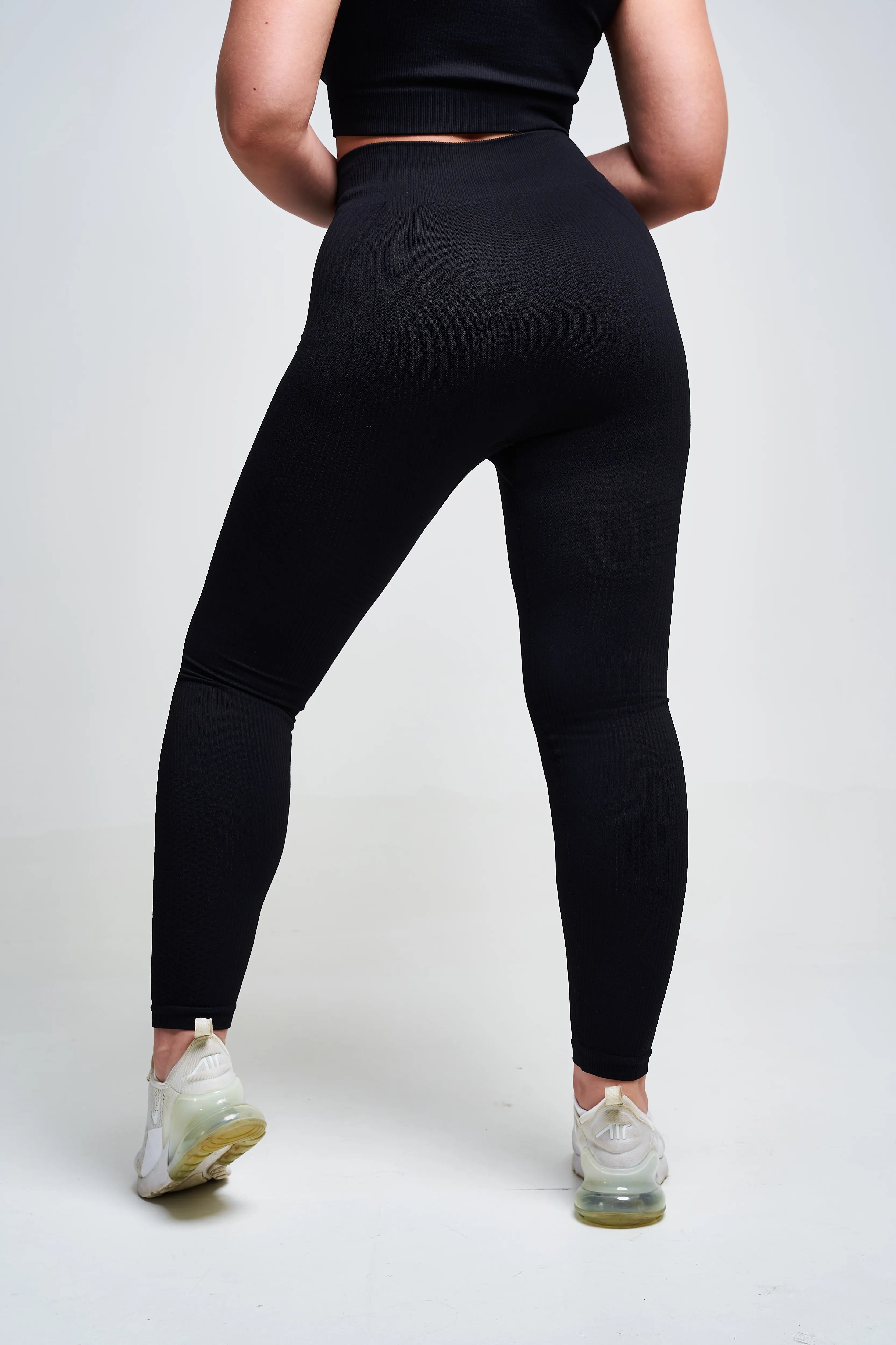 Avora Panel Recycled Seamless Leggings for Women - High Waist Yoga Pants, Workout Running Tights - Eco-Friendly Black Activewear for Gym, Lounge & Everyday Wear