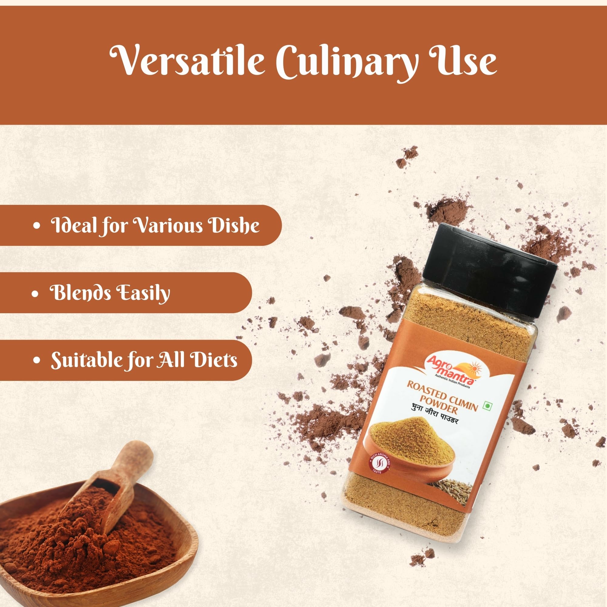 Premium Roasted Cumin Powder 100g | Authentic Indian Jeera Spice | Sourced from Gujarat | Aromatic & Smoky Flavor | USDA Organic | Gluten-Free | Perfect for Curries, Dals, Stir-Fries & BBQ | Great for Indian Cooking, Meal Prep & Spice Blends