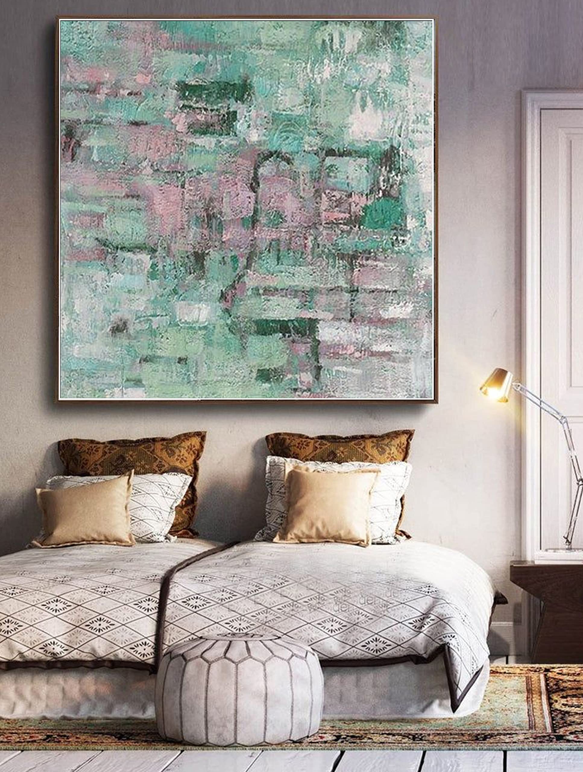 3D Textured Abstract Canvas Wall Art - 32x32 Inch Boho Home Decor Painting for Living Room, Bedroom & Wedding Decor | Custom Arch Design Modern Artwork