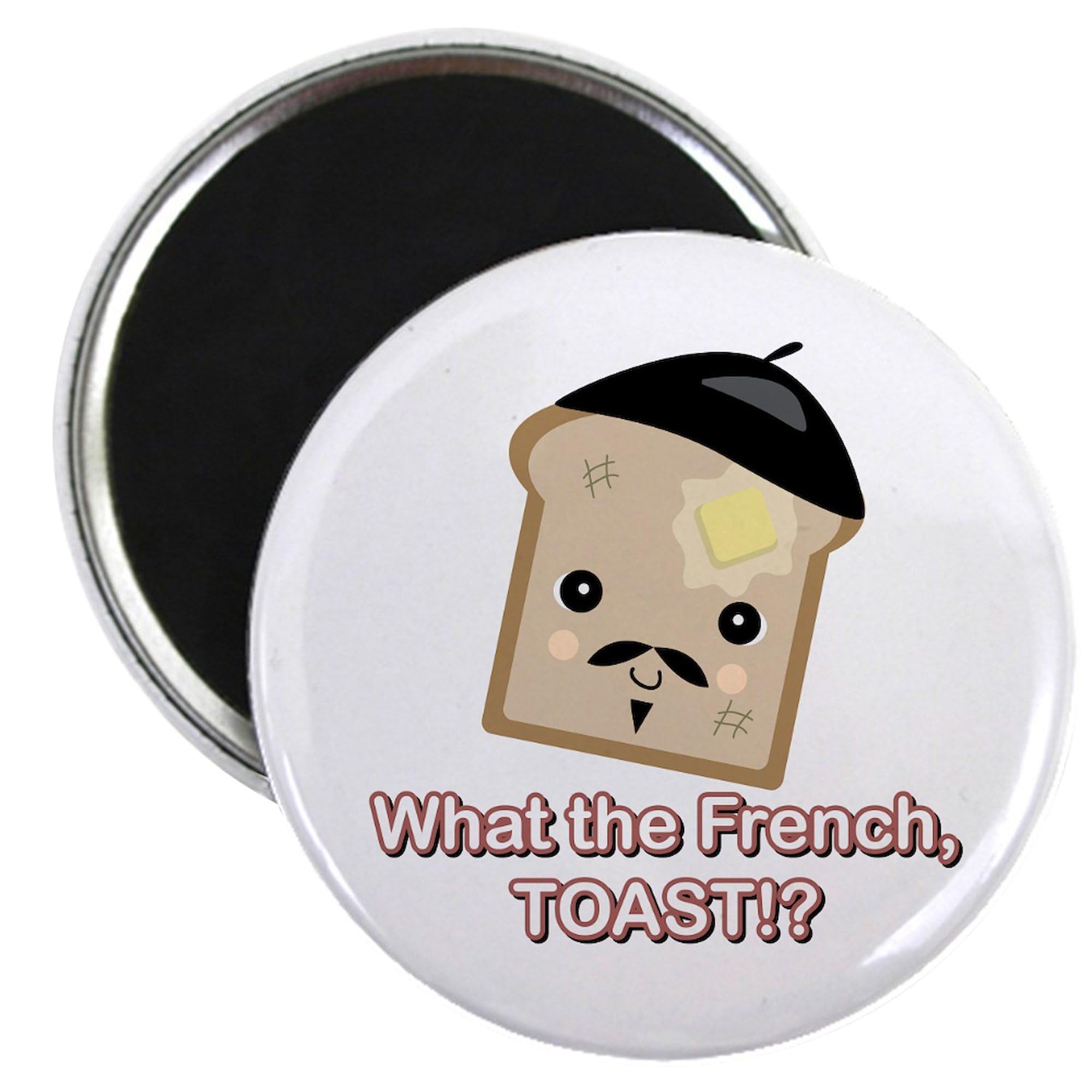 What The French Toast Kawaii Style Refrigerator Magnet - 2.25 Inch Round Cute Funny Kitchen Decor for Fridge, Office & Dorm Room - Perfect for Adding Personality to Appliances and Metal Surfaces