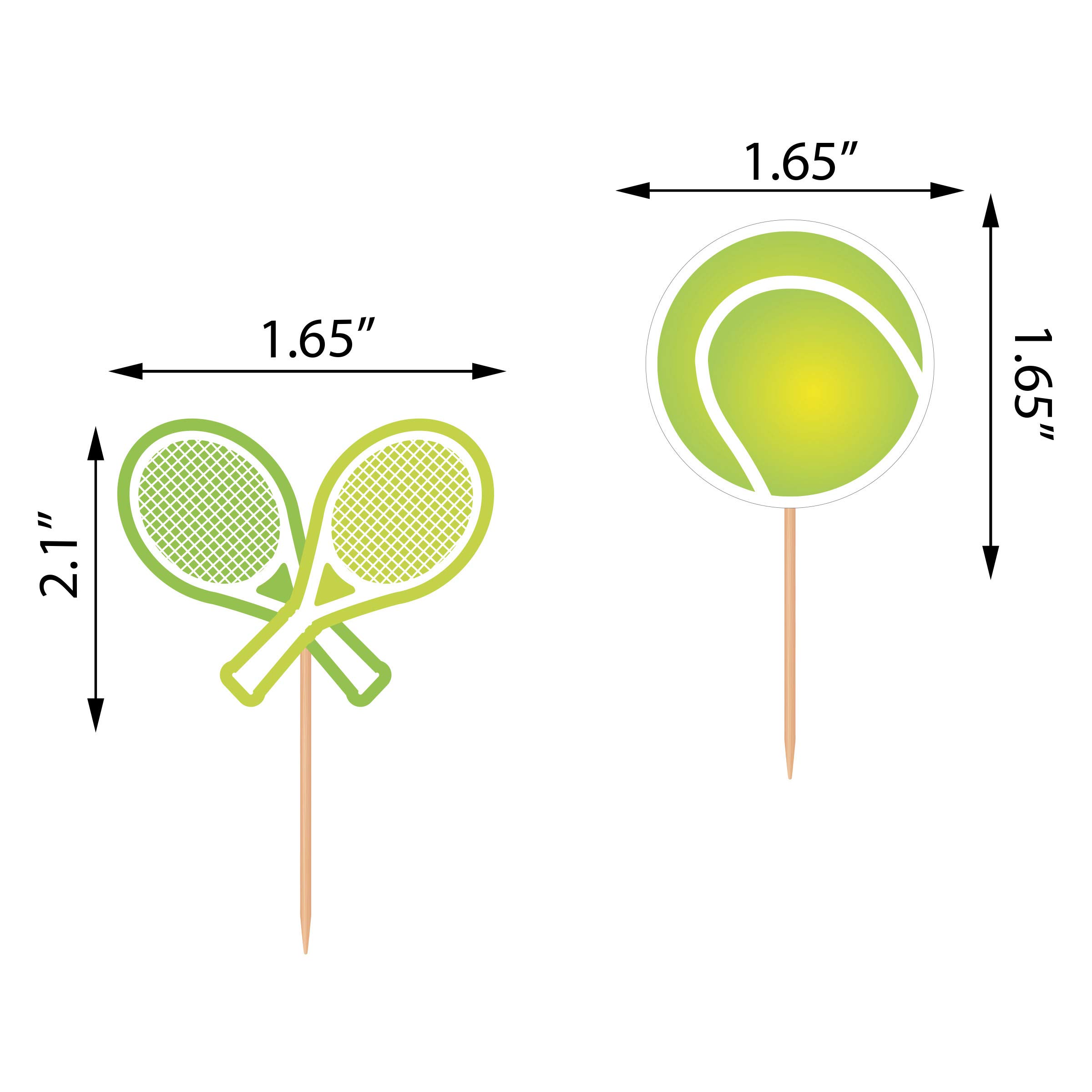 Tennis Cupcake Toppers - 24PCS Sports Tennis Themed Cake Decorations for Baby Shower, Birthday Party, Wedding | Perfect for Tennis Lovers, Sports Theme Events & DIY Dessert Decorating