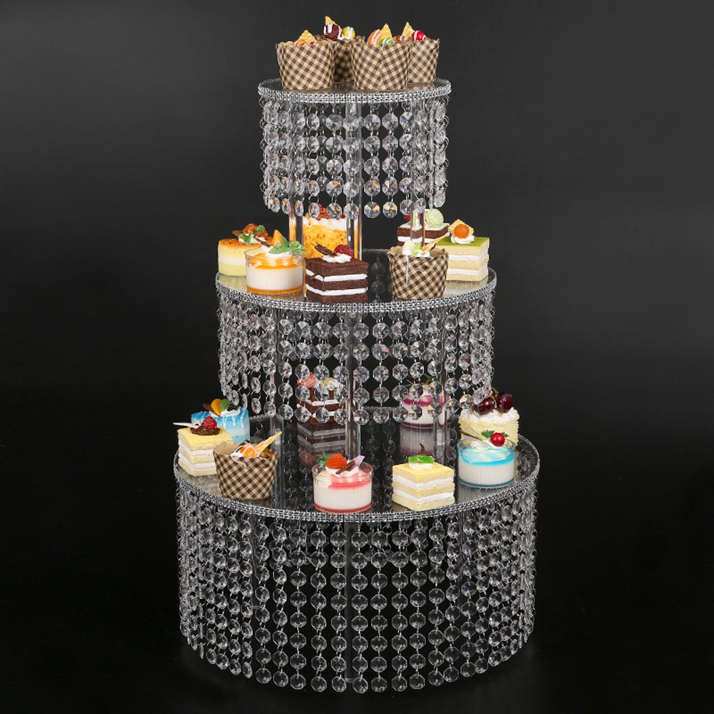 4-Tier Premium Acrylic Cake Display Stand - Clear Wedding Cake Tower for Baby Shower, Birthday Party, Bridal Shower & Buffet Decor - Perfect for Dessert Tables & Event Centerpieces