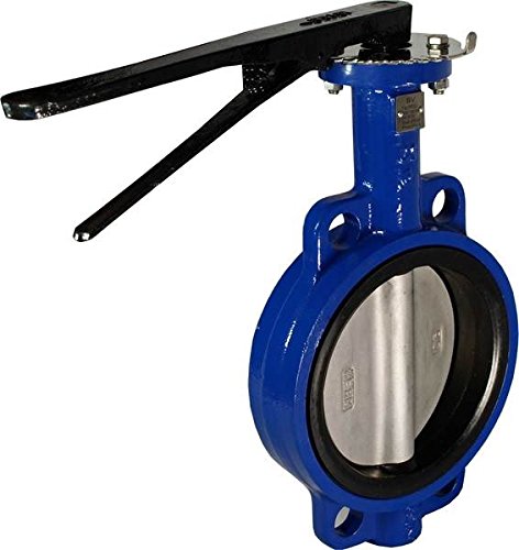 Titan 6.0 BF75-CI-R-B-B-L 6-Inch Cast Iron Wafer Butterfly Valve with Buna-N Seat & Lever Handle - Ideal for Water Treatment, HVAC Systems, and Industrial Piping Applications