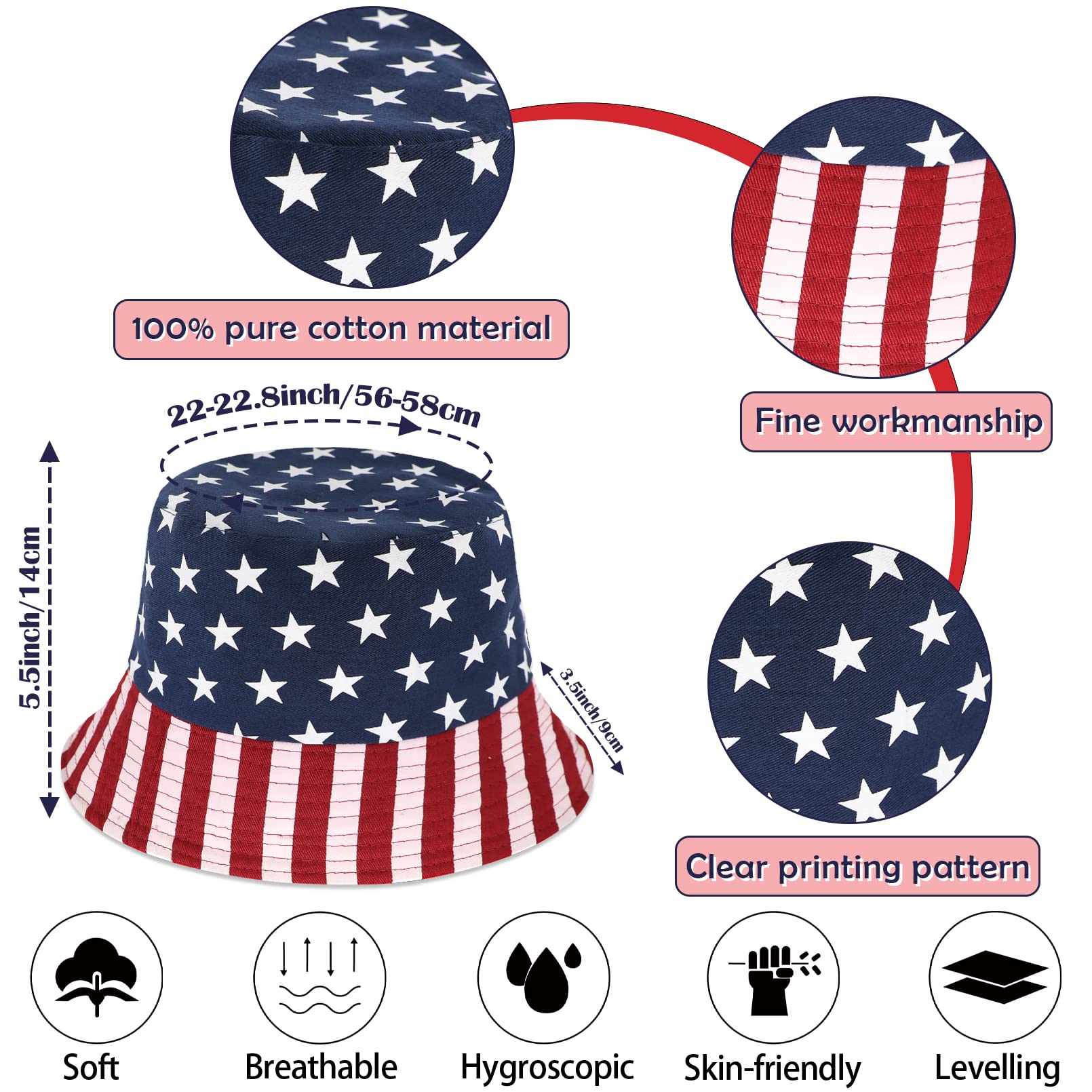 American Flag Bucket Hat - Patriotic Sun Hat for Men & Women, Trendy Golf & Beach Cap for 4th of July, Independence Day Celebrations - Perfect for Outdoor Activities, Festivals, and Summer Vacations