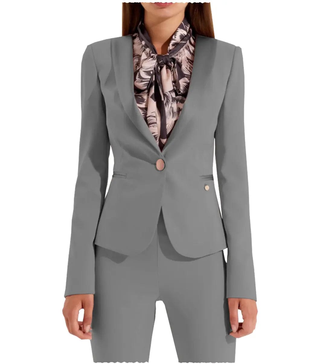 Professional Women's 2-Piece Suit Set with Flat Shawl Lapel - Perfect for Office, Business Meetings & Formal Events