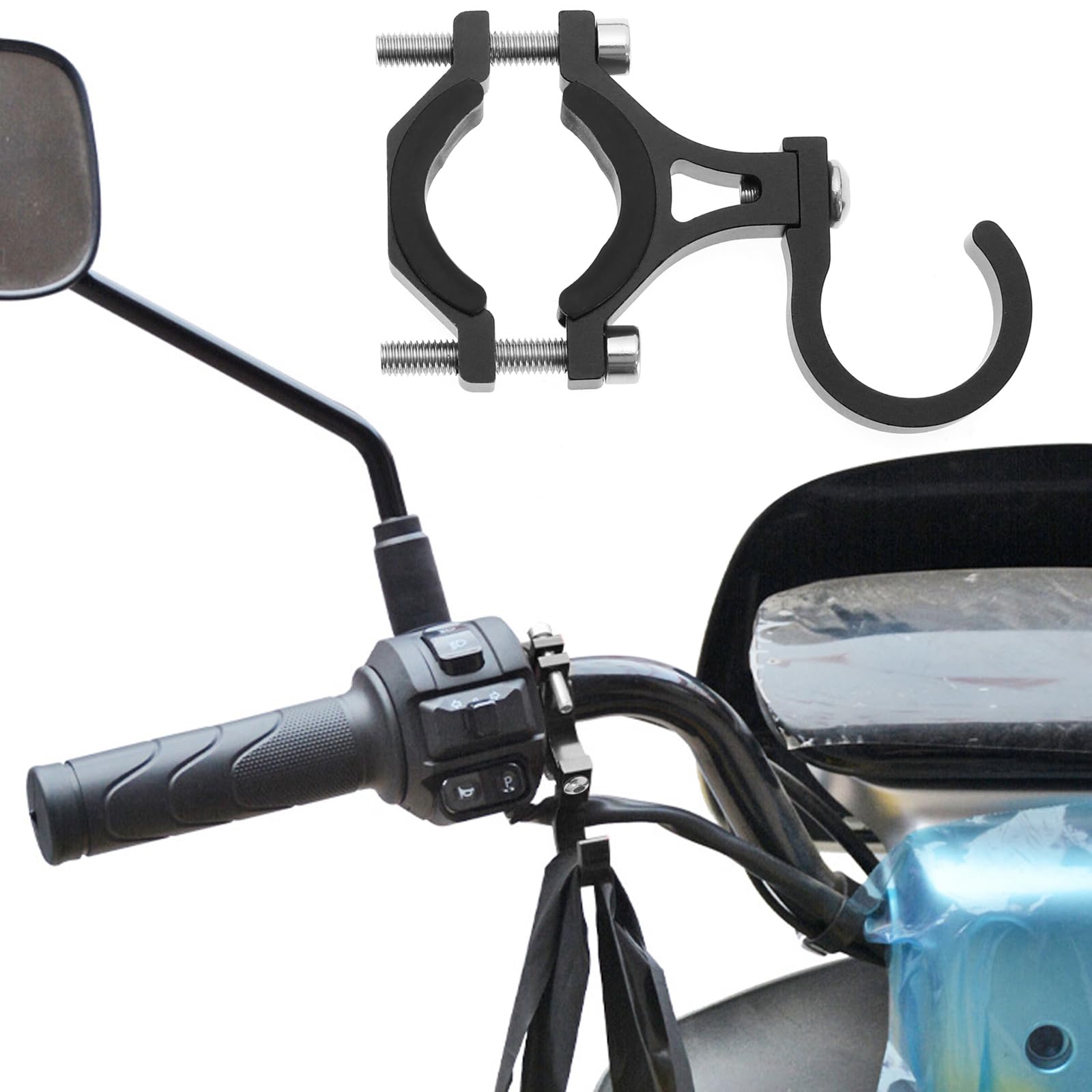 Universal Aluminum Scooter Hook - Heavy Duty Hanger for Electric Scooters, Bikes & Motorcycles | Durable Black Accessory for Garage, Shed & Outdoor Storage