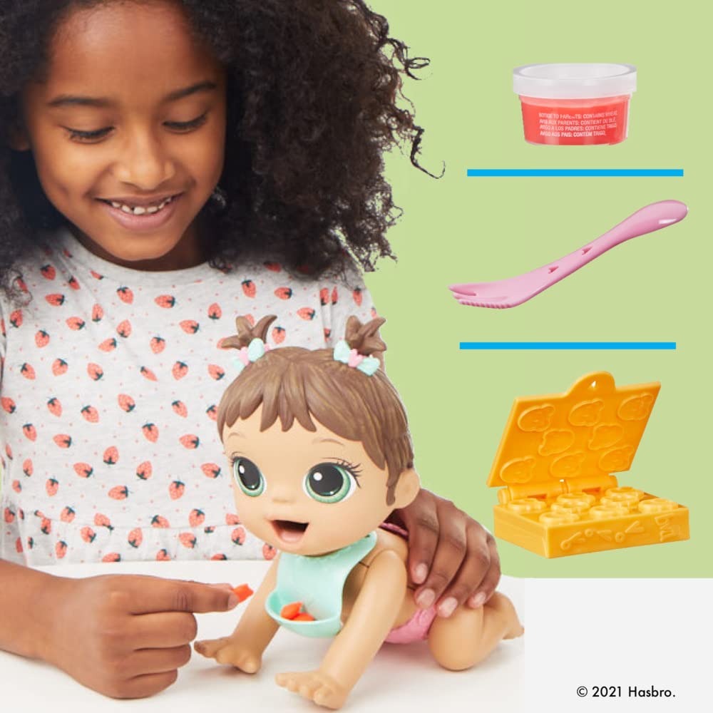 Baby Alive Lil Snacks Brown Hair Interactive Baby Doll - Fun Pretend Play Toy for Kids, Great Gift for Birthdays & Holidays | Playtime, Role-Playing, Imaginative Games