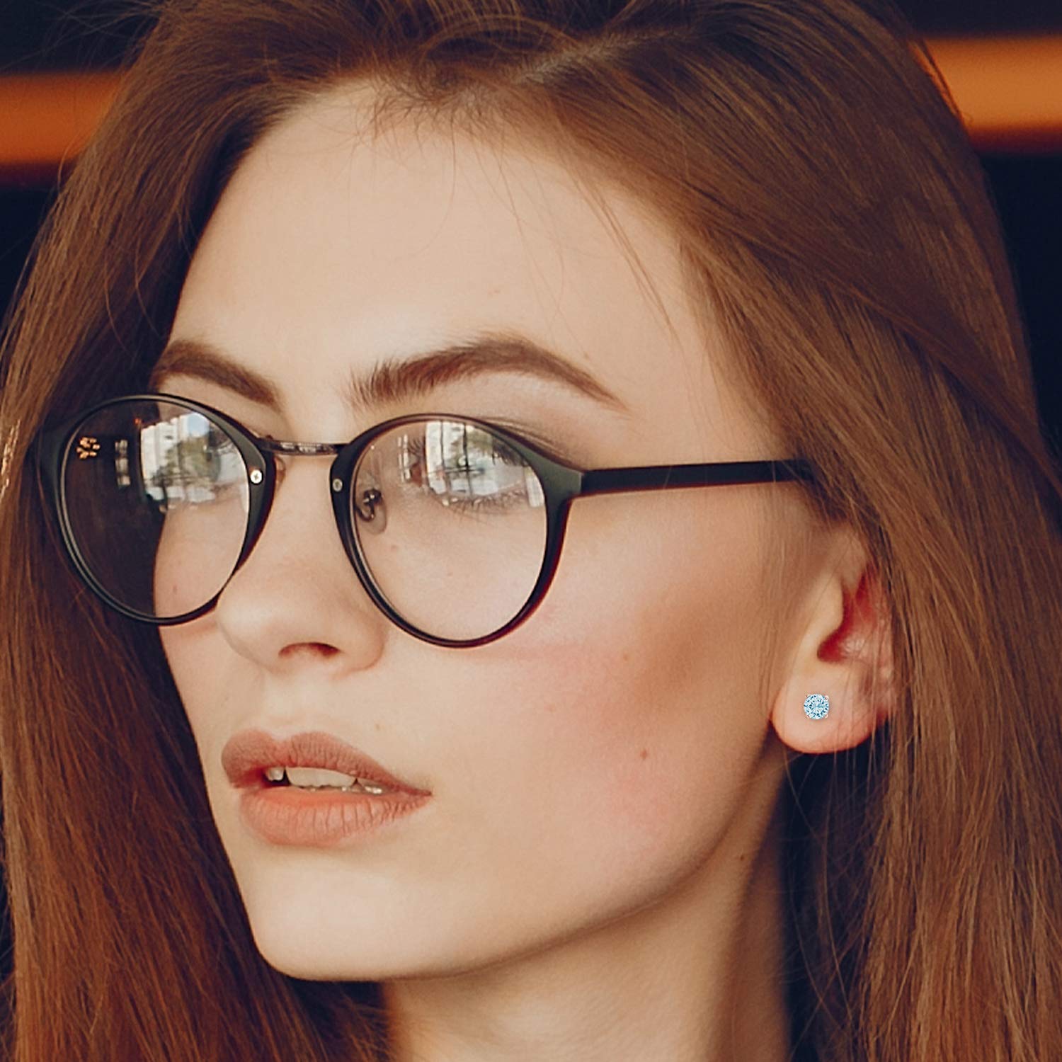2 Pack Rose Gold Plated Sterling Silver 6mm Round Basket Stud Earrings with London Blue Topaz & Sapphire Gemstones - Elegant Jewelry for Women, Gift for Her, Perfect for Parties, Weddings & Daily Wear
