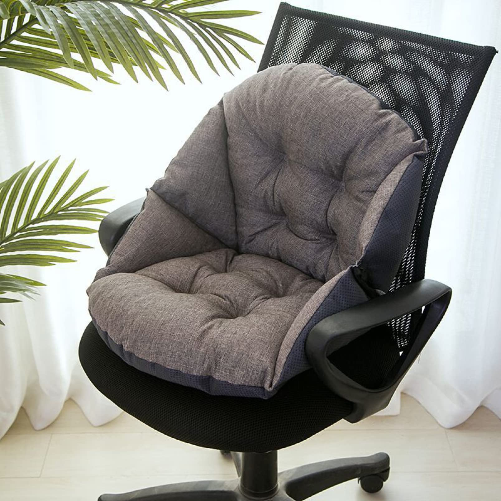 Ergonomic Semi-Enclosed Office Chair Cushion with Back Support - Memory Foam Seat Pad for Pain Relief (18.7x15.6 Inches, Light Grey) - Perfect for Office Chairs, Bleachers, Stadium Seats & Long Sitting Comfort
