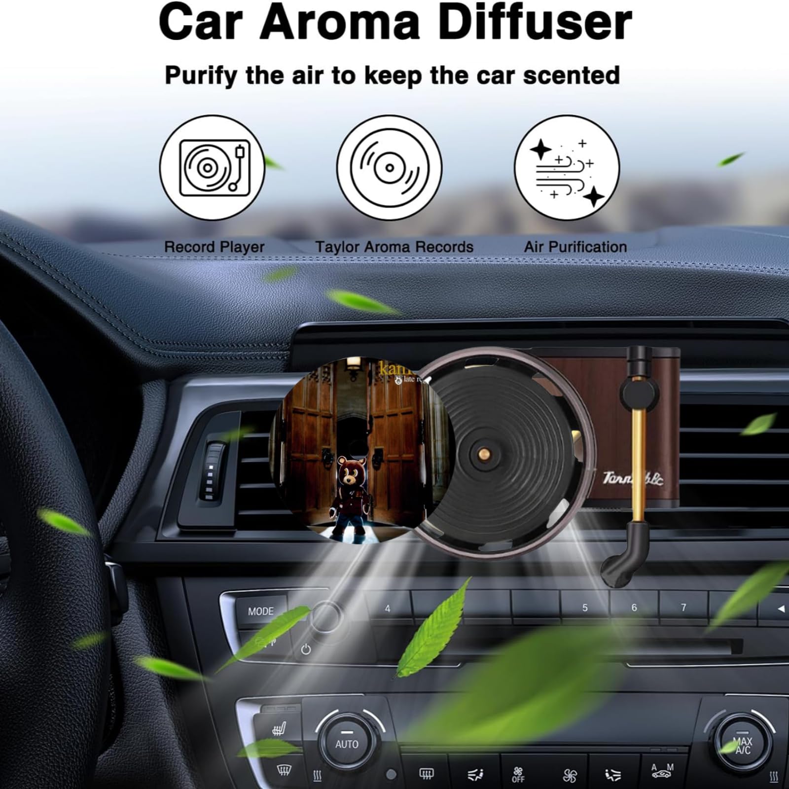12-Piece Retro Vinyl Record Car Air Freshener Set - Car Vent Clip Diffusers & Album Cover Air Fresheners - Unique Car Accessories Gift for Music Lovers - Perfect for Road Trips & Office Decor