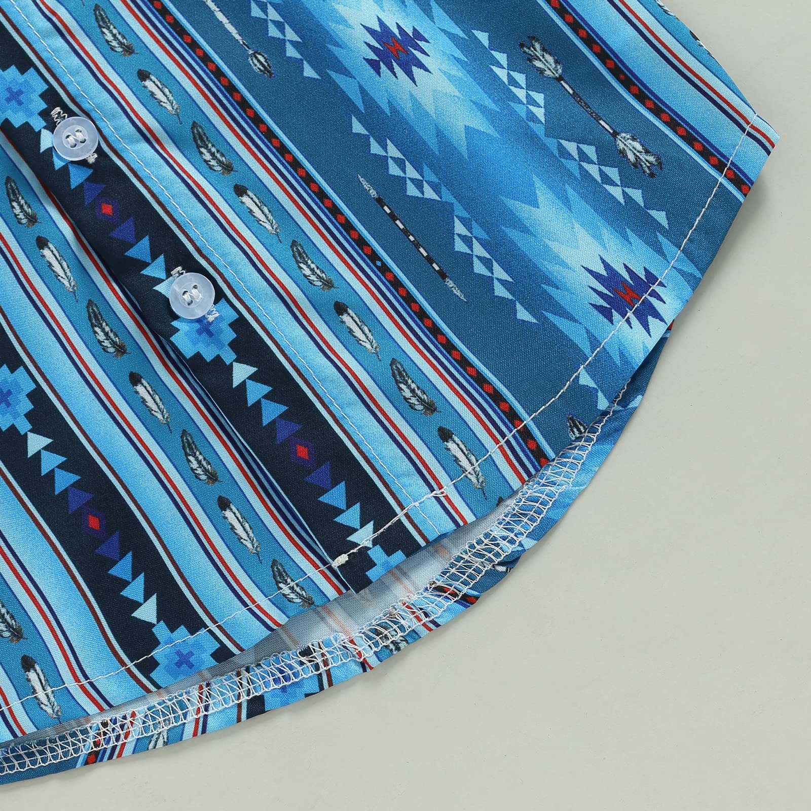 Aztec Print Baby Boy Button-Up Shirts - Short & Long Sleeve Western Style Casual Tops for Summer | Perfect for Country Outings, Photoshoots & Special Occasions