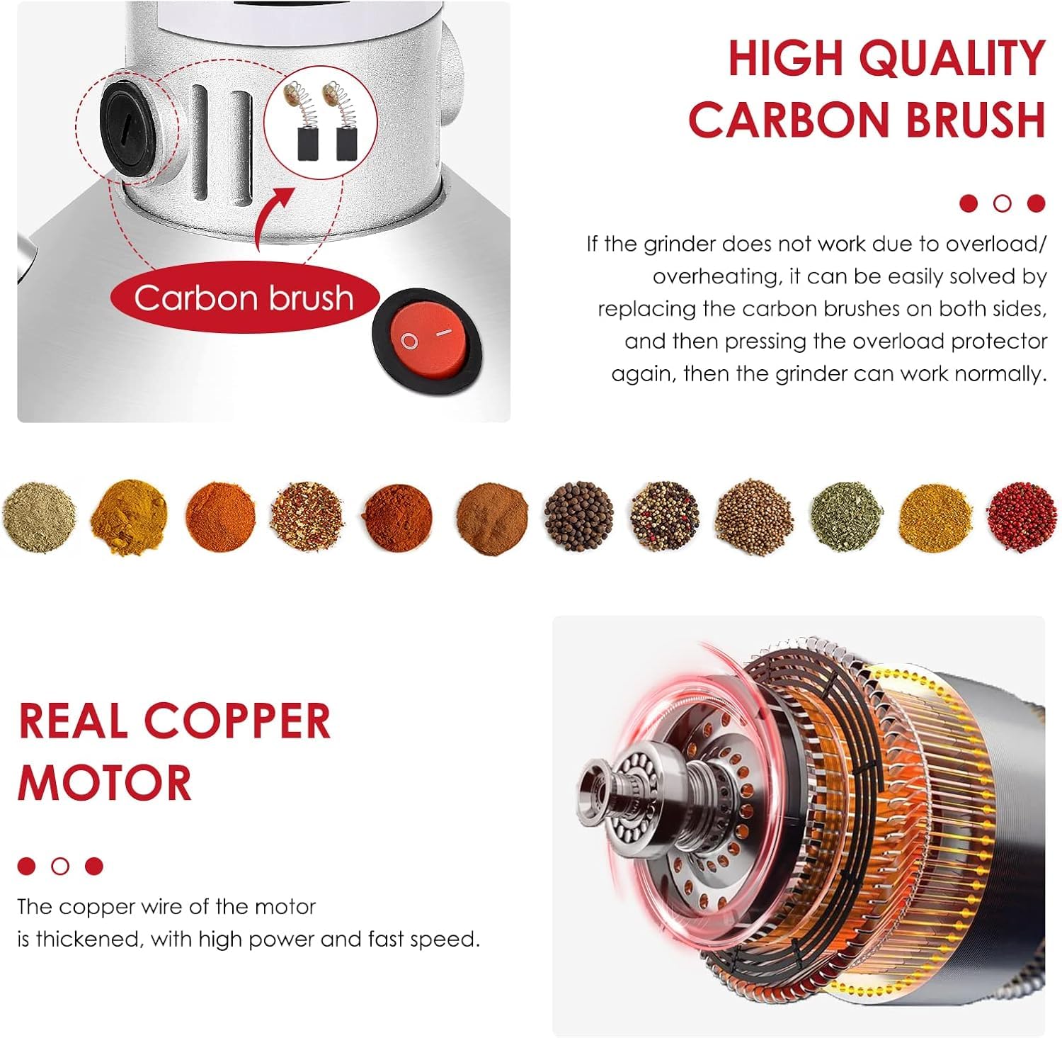 Electric Grain Mill Grinder 150g - 28000 RPM High Speed Stainless Steel Dry Cereal Grinder for Flour, Wheat, Herbs & Spices - Perfect for Home Baking, Coffee Grinding & Healthy Cooking