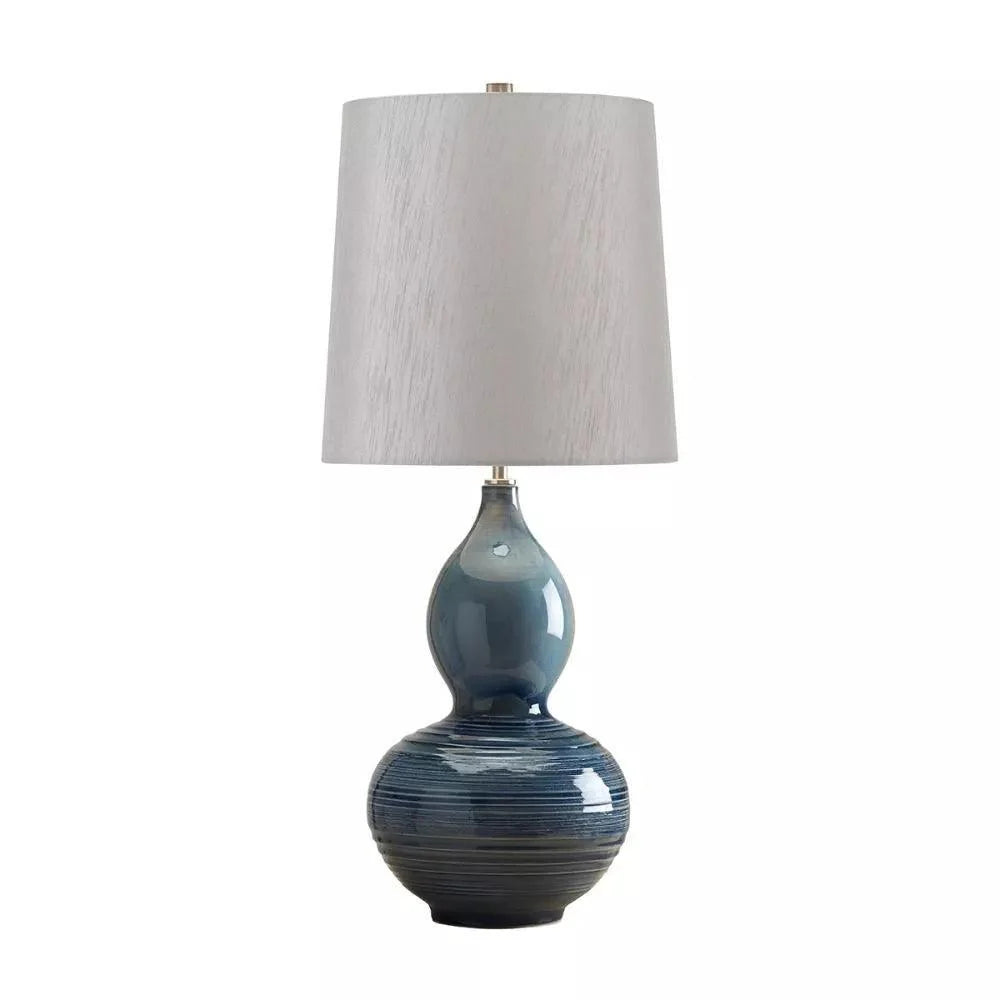 Elstead Lapis Blue Gourd Ceramic Table Lamp - Vintage Style Home Decor for Living Room, Bedroom, Office - Minor Box Damage (Great for Cozy Lighting & Interior Design)