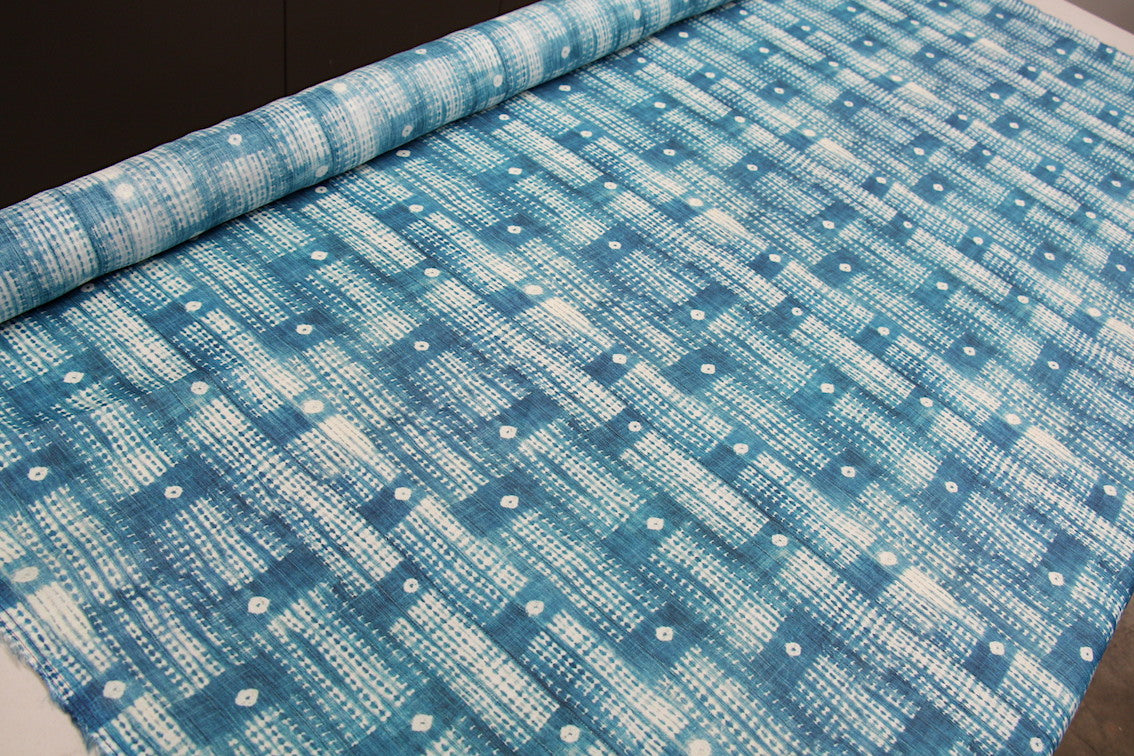 Blue Dot Batik Fabric - Handmade Indonesian Batik Textile for Clothing, Home Decor & DIY Crafts | Perfect for Dresses, Scarves, and Wall Hangings