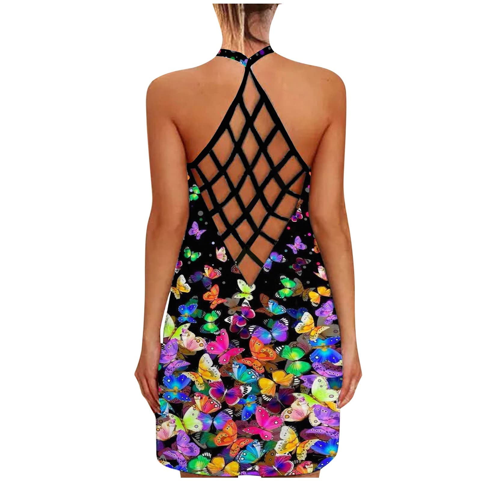 Women's Floral Print Spaghetti Strap Sundress - Loose Fit Sleeveless Summer Beach Dress for Casual Outings and Vacations