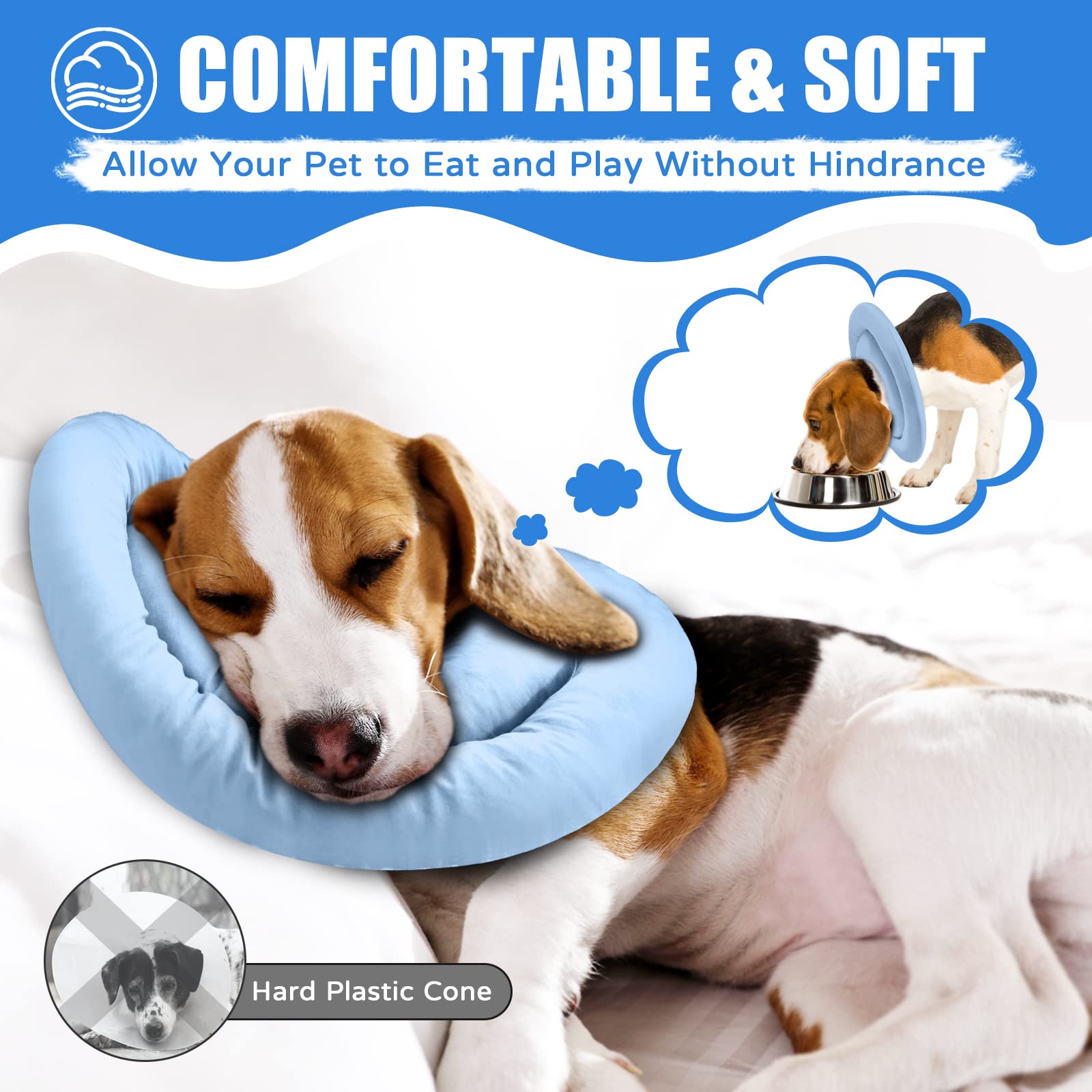 Soft Adjustable Dog Cone Collar for Small, Medium & Large Dogs & Cats - Waterproof Pet Recovery E-Collar After Surgery to Prevent Licking Wounds - Perfect for Post-Surgery Care & Wound Protection