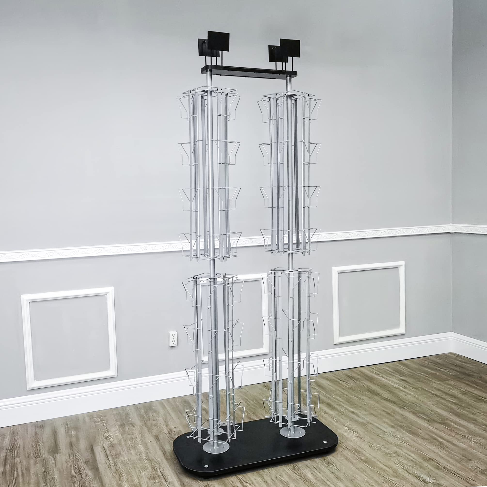 FixtureDisplays® High Capacity 64-Pocket Adjustable Display Rack for DVDs, CDs, Blu-rays, Literature, Greeting Cards & Postcards (5.1