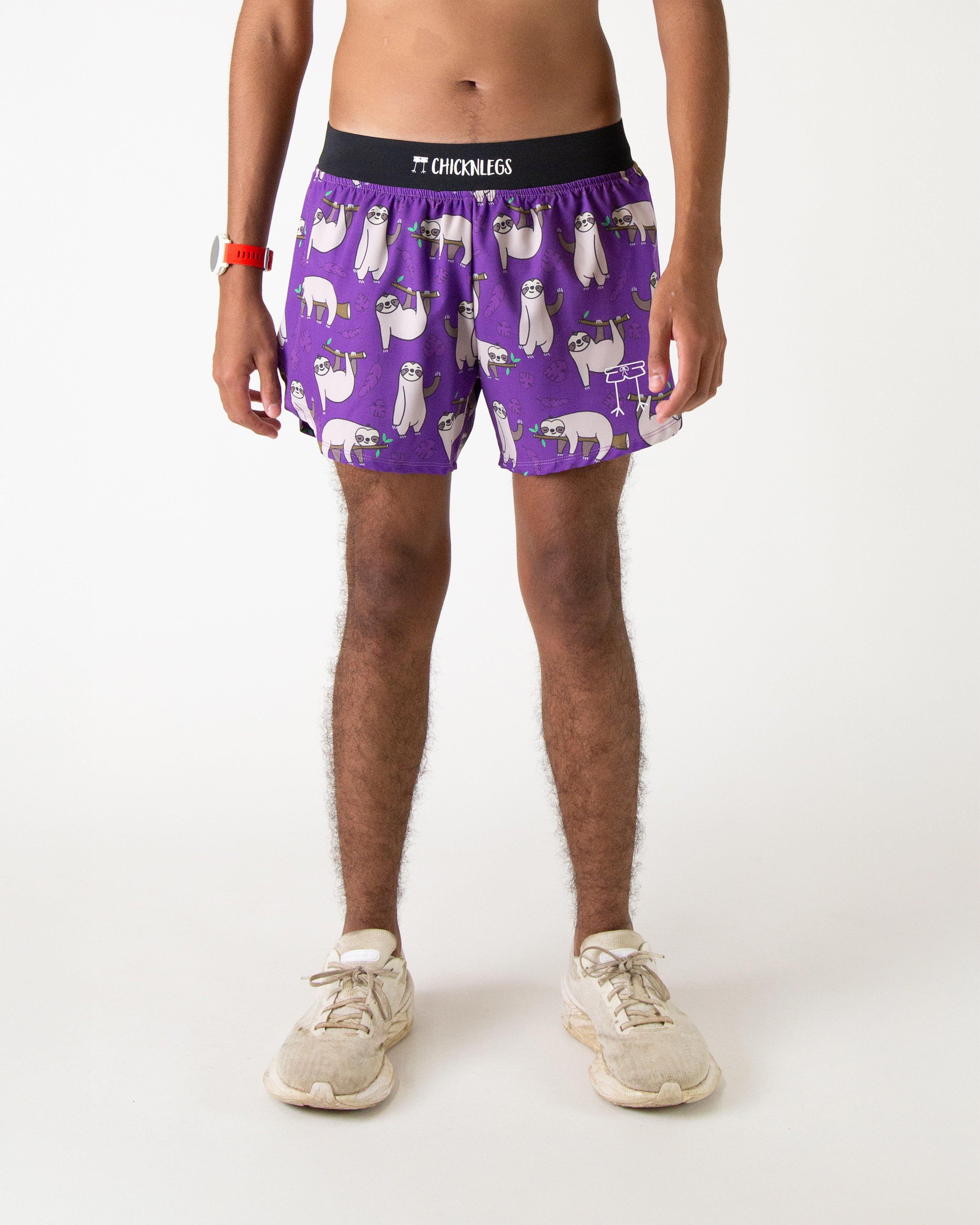 Men's Sloth Print 4-Inch Split Running Shorts - Lightweight & Breathable for Gym, Jogging & Summer Workouts