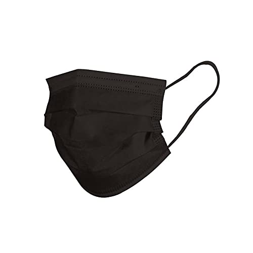 Disposable 3-Ply Surgical Face Mask with Nose Pin & Adjustable Earloop - Soft, Breathable, Medical Grade (Pack of 20, Black) - Ideal for Healthcare, Travel & Daily Protection