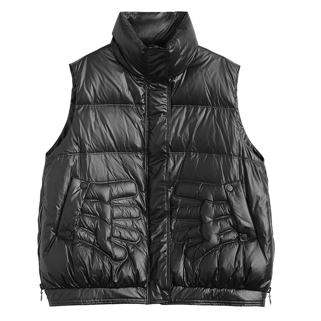 Women's Herringbone Travel Vest with Pockets - Warm Winter Waistcoat Outerwear for Casual Wear & Outdoor Adventures (Black, X-Large) | Perfect for Hiking, Commuting & Travel