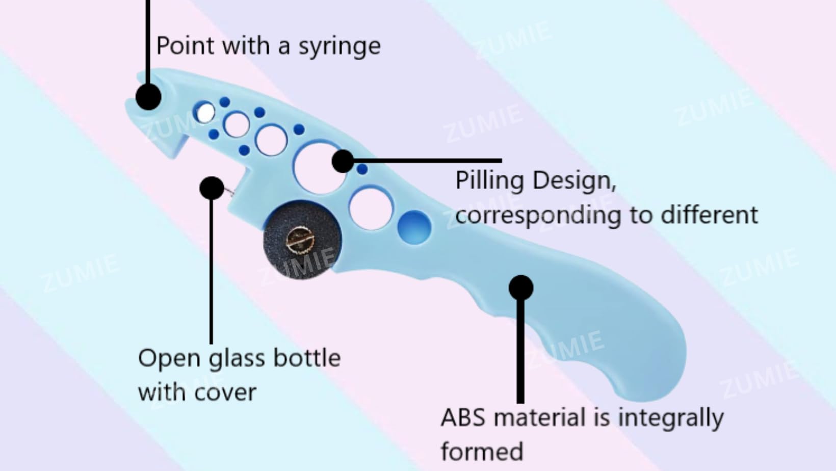 ZUMIE Ampule Breaker - Safe Ampoule Cutter with 5 Replaceable Blades for Home & Medical Use | Multi-Color Glass Vial Opener | Perfect for Nurses, Pharmacists & DIY Essential Oil Mixing (1 Pack)