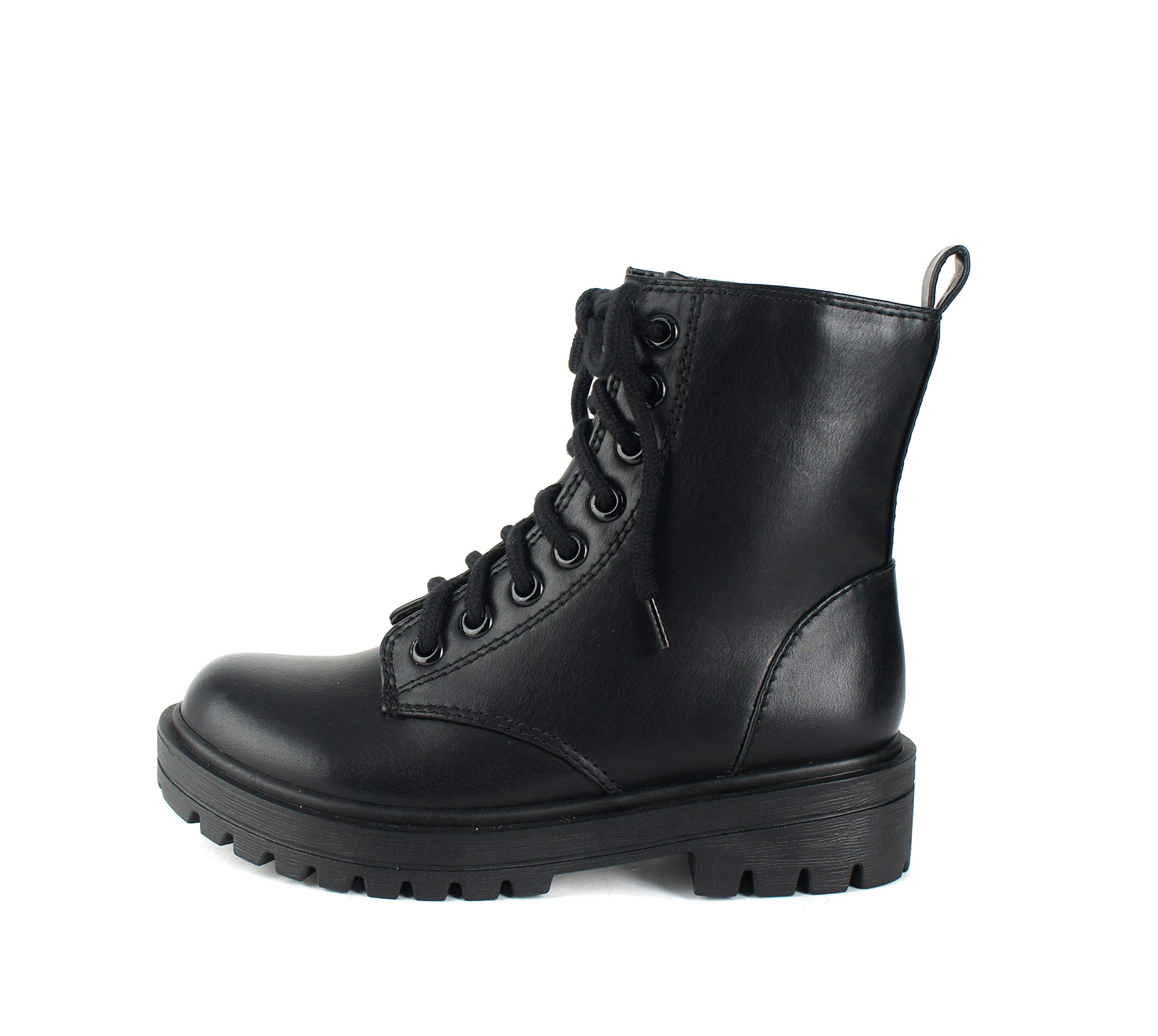 Soda FIRM Women's Combat Ankle Boots with Lug Sole, Lace-Up & Side Zipper - Stylish Punk Booties for Streetwear, Night Out & Fall Fashion