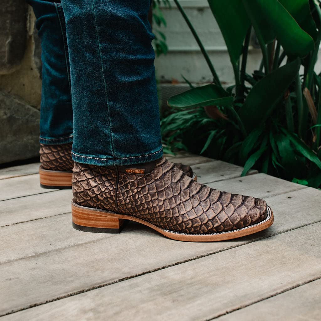 Men's Python Print Cowboy Boots - Western Style Leather Boots for Men | Fashionable & Durable for Rodeo, Country Music Festivals & Night Out