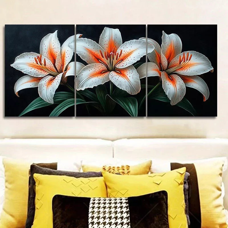 3-Piece Framed Canvas Wall Art Set - Lilies Floral Design, 40x60cm, High Quality Print, 100% Australian Made, Ready to Hang - Perfect for Living Room, Bedroom & Office Decor