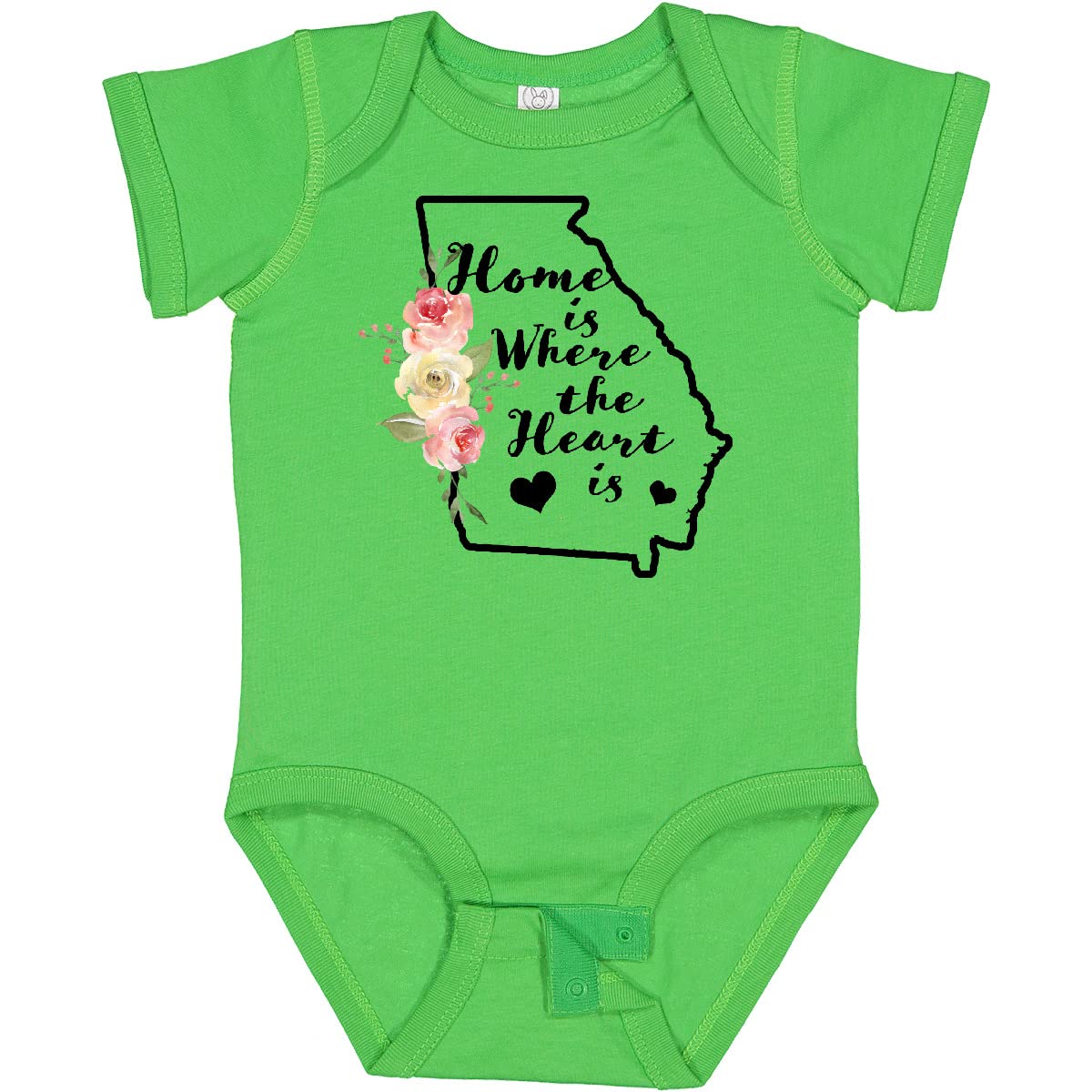 Inktastic Georgia Home Where The Heart is Watercolor Floral Baby Bodysuit - Soft Cotton Infant Onesie for Newborns, Photo Shoots & Family Gatherings