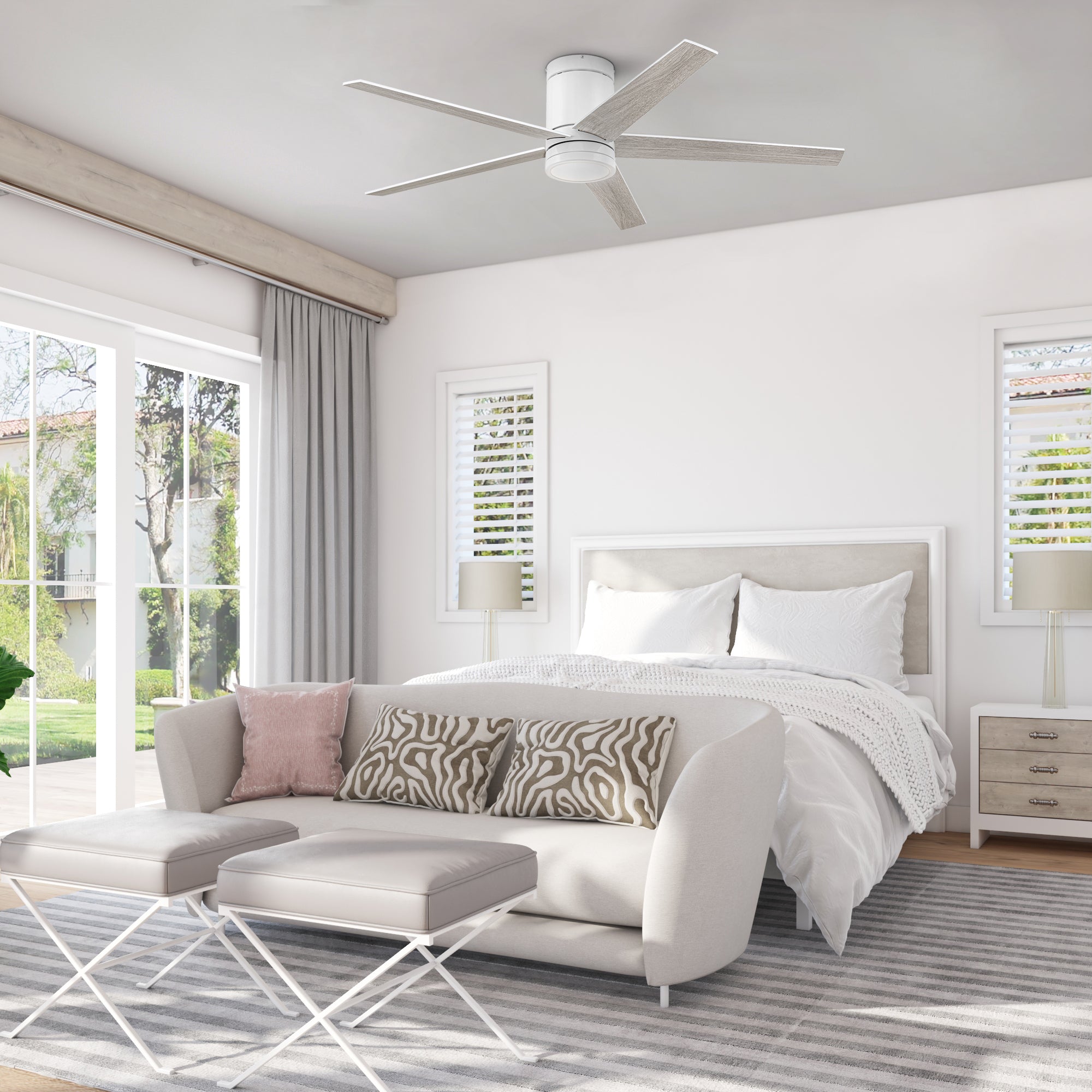 52 Inch Honeywell Graceshire White Ceiling Fan with Light Kit & Remote Control - Perfect for Living Room, Bedroom, and Outdoor Covered Patio