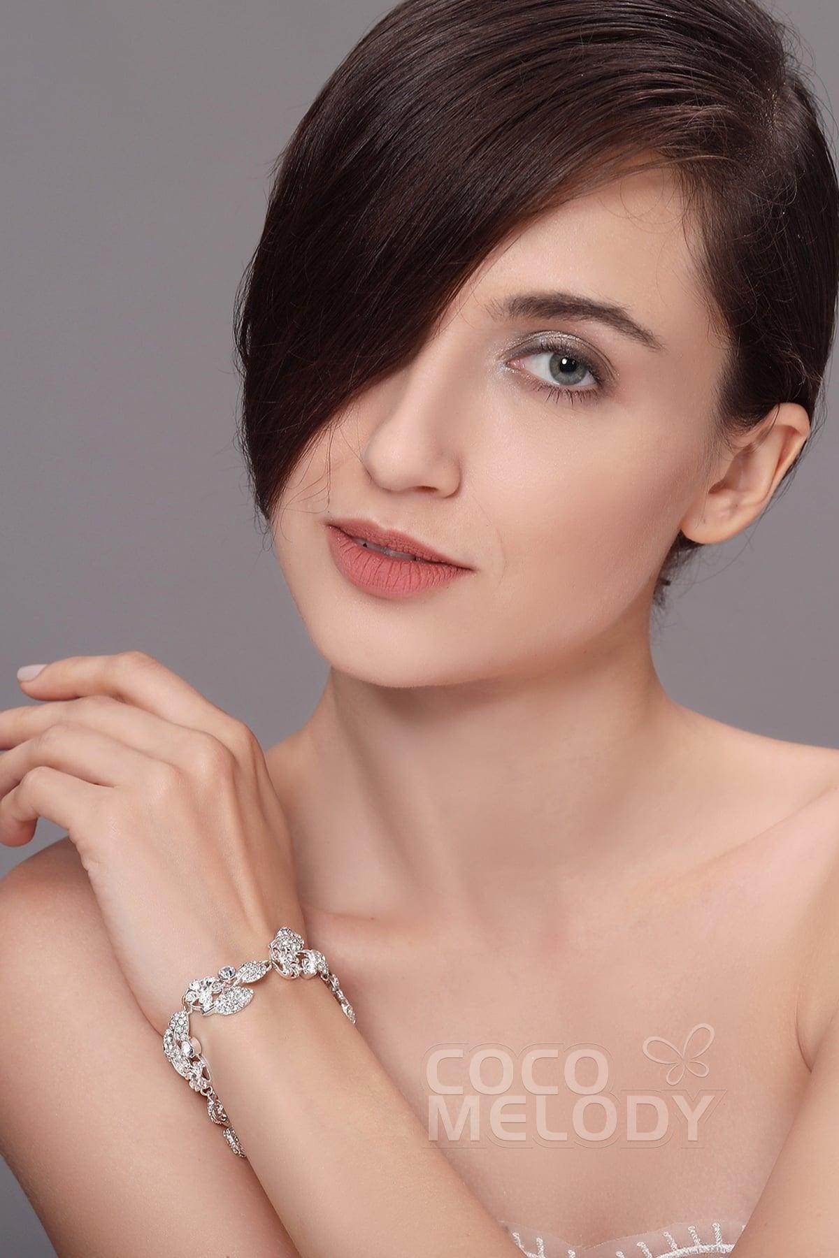 Elegant Modern Alloy & Zircon Wedding Bracelet HL17008 - Perfect for Bridal Jewelry, Anniversary Gifts & Special Occasions