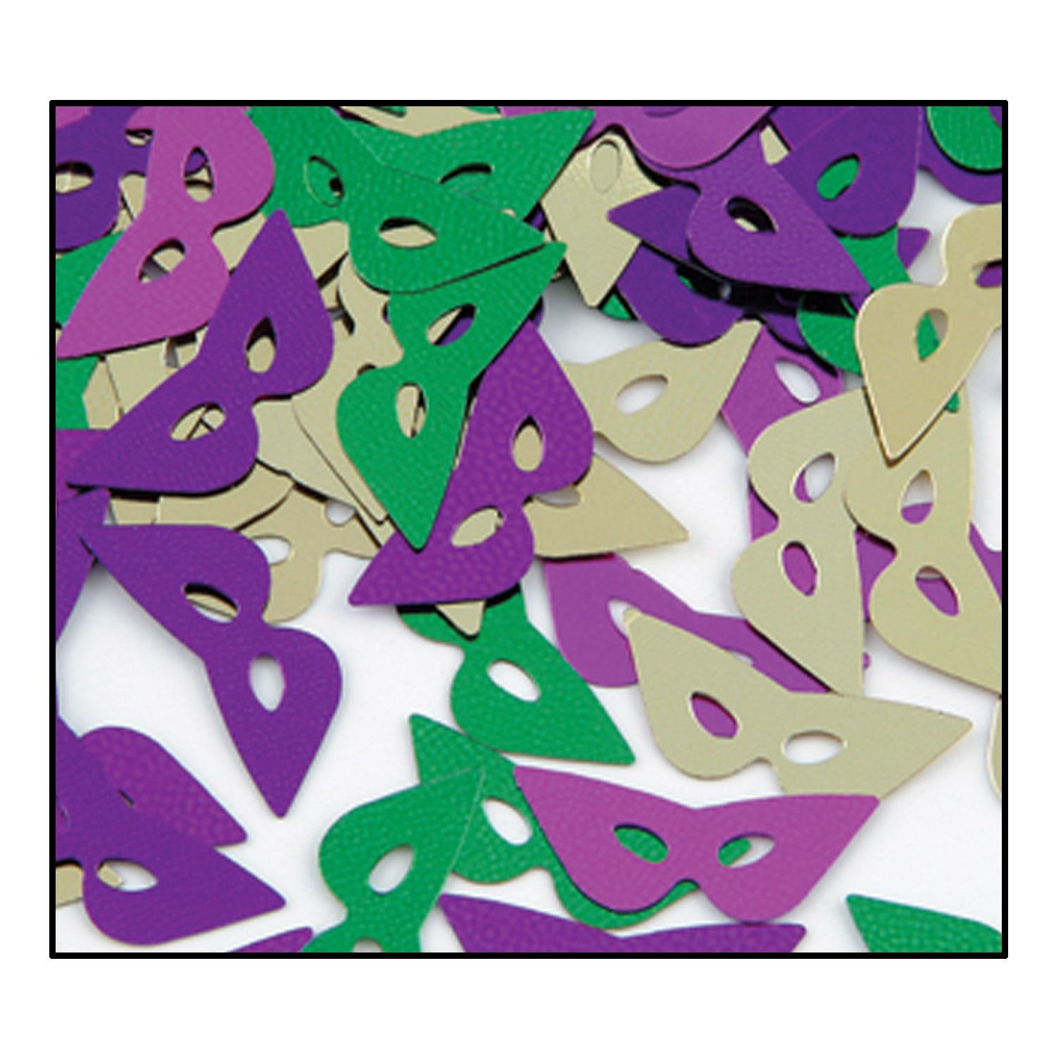 12 Pack Beistle Confetti Mardi Gras Masks - Assorted Gold, Green & Purple (1 Oz per Pack) - Perfect for Mardi Gras Parties, Carnival Celebrations & Costume Events