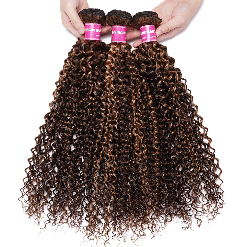 Brazilian Human Hair Extensions 12A Honey Blonde Curly Weave Bundles (22/24/26 Inch) - Julia Hair TL412 for Sew-in & Styling | Perfect for Parties, Weddings & Daily Volume Boost