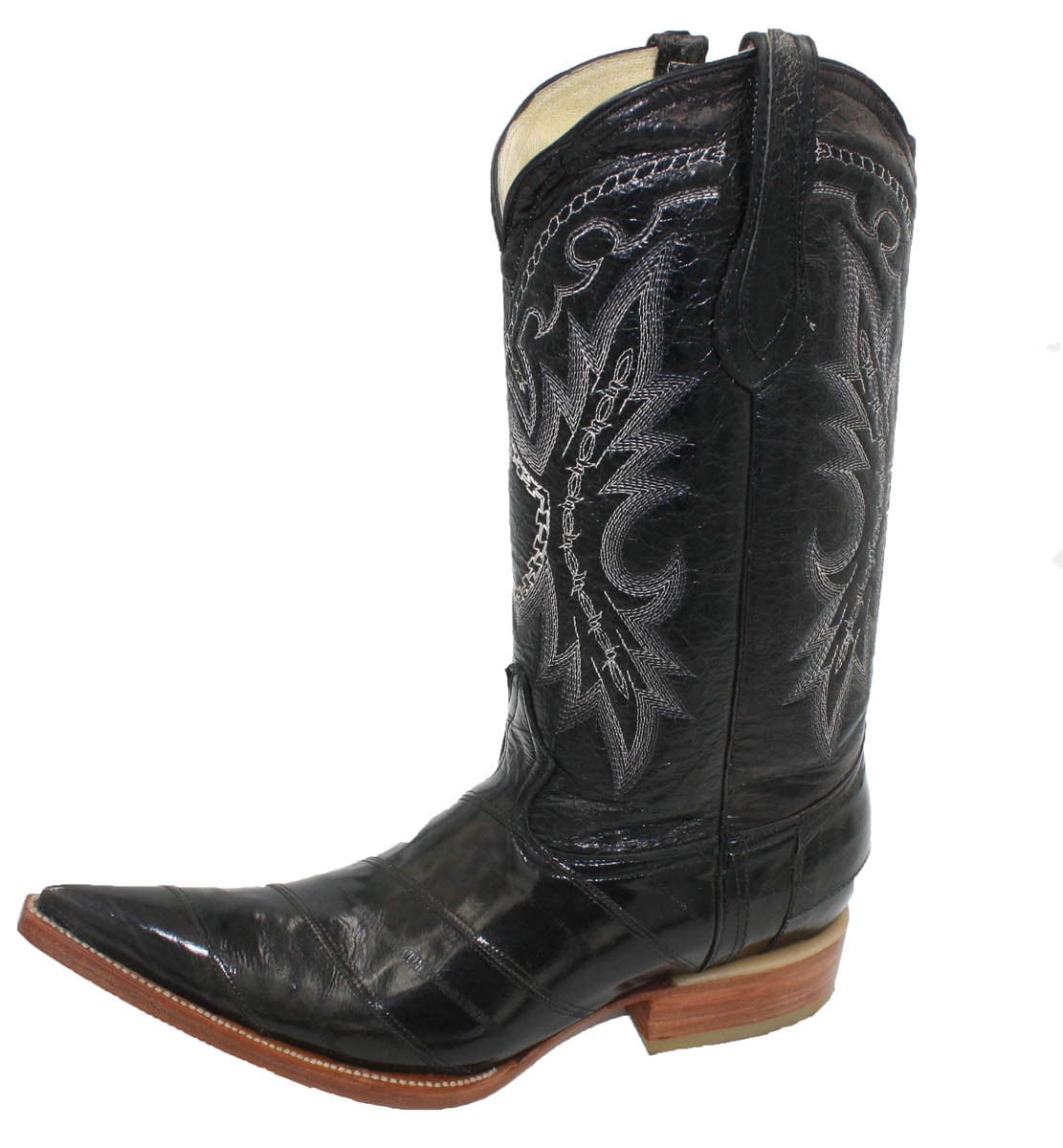 Genuine Eel Skin Leather Western Cowboy Boots for Men - 3X Wide Toe Comfortable Riding Boots for Country Dancing, Rodeo & Outdoor Adventures