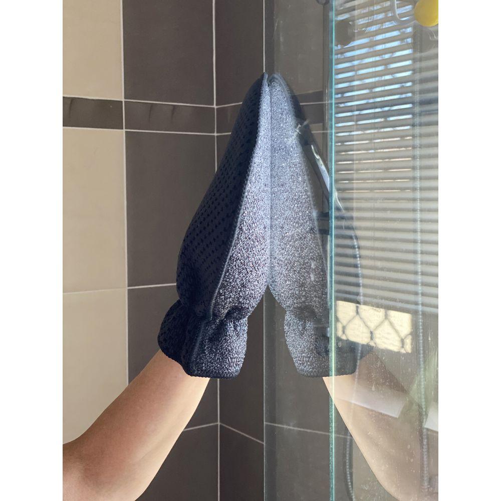 Eco-Friendly Microfiber Shower & Bathroom Cleaning Glove - Midnight Blue - Reusable Bath Scrubber for Tiles, Glass & Surfaces - Perfect for Shower Cleaning, Bathroom Maintenance & Household Chores