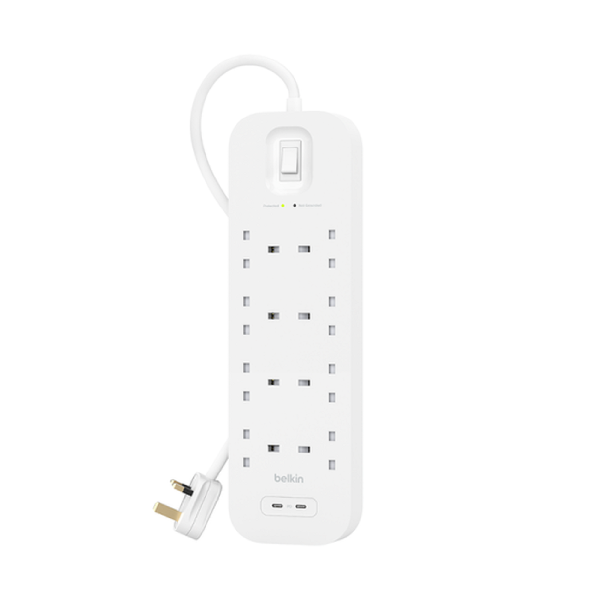 Belkin SRB004AF2M Surge Protector Power Strip with 4 Outlets, 2 USB Ports & 6-Foot Extension Cord - Perfect for Home Office, Gaming Setup & Entertainment Center