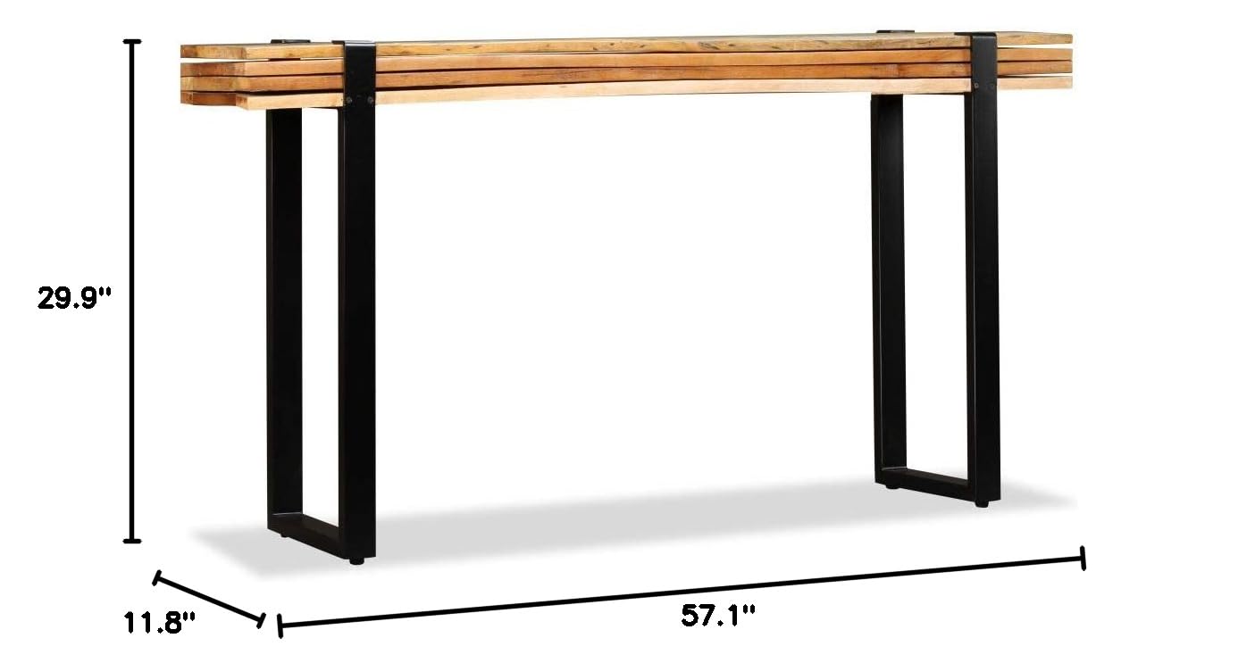 FAMIROSA Solid Reclaimed Wood Console Table - Adjustable Height Entryway Sofa Table for Living Room, Hallway & Bedroom Decor