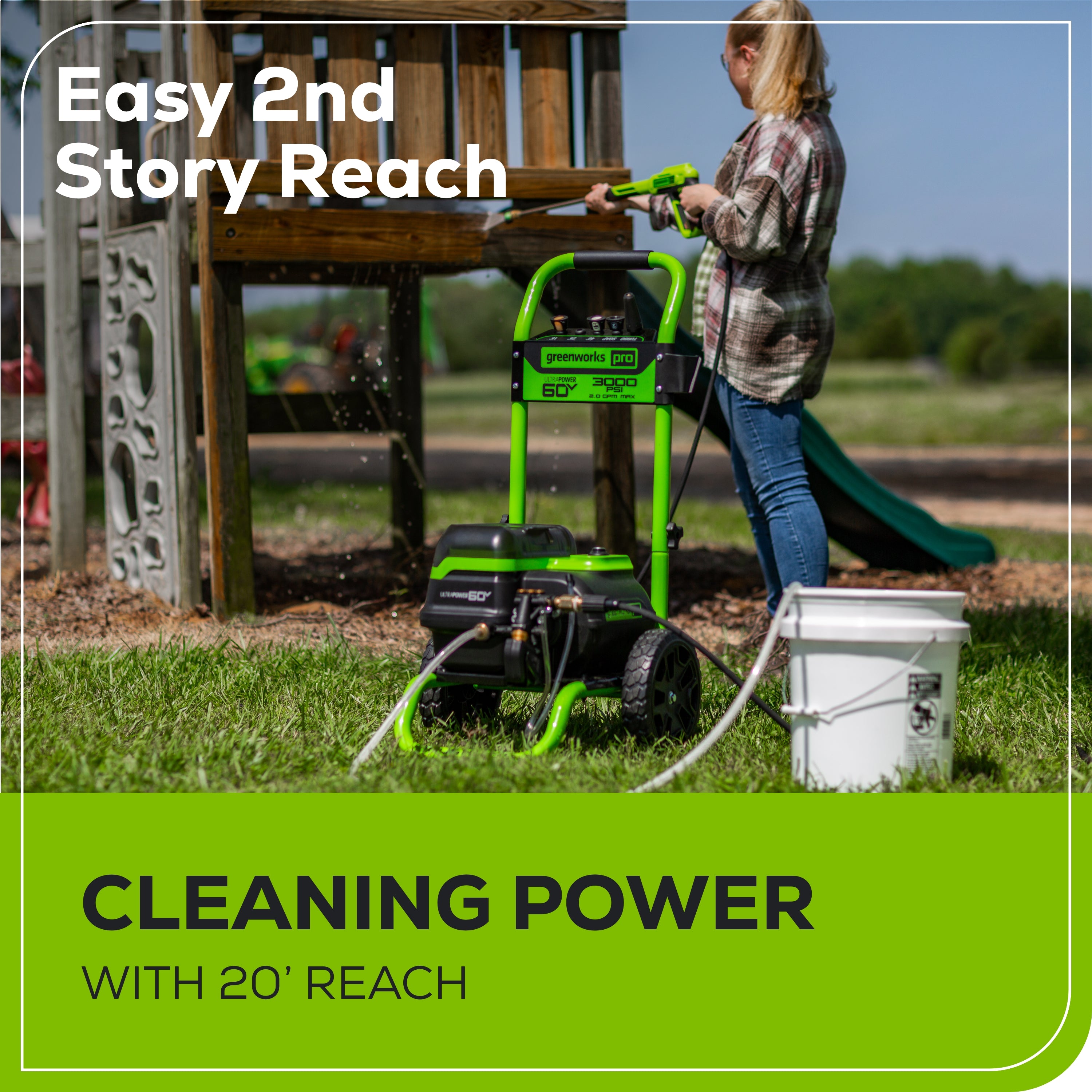 60V 3000 PSI 2.0 GPM Electric Pressure Washer with 2 x 4.0Ah Batteries & Rapid Charger - Perfect for Home Cleaning, Driveway Washing, and Outdoor Equipment Maintenance