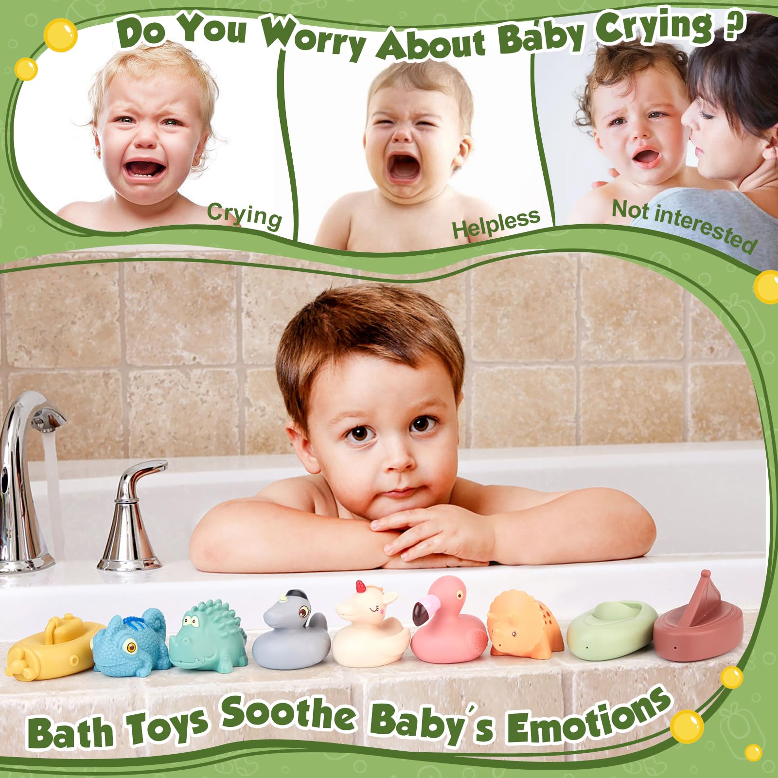 Non-Toxic Mold-Free Baby Bath Toys for 6-12 Months & 1-3 Year Olds | 9-Pack Animal & Boat Floating Bathtub Toys | Safe for Pool, Shower & Water Play | Perfect Gift for Toddlers, Girls & Boys | Fun Bath Time Learning & Sensory Development