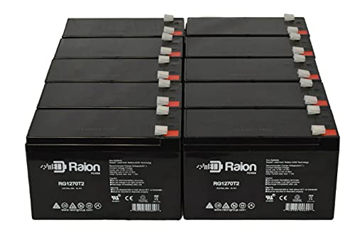 Raion Power 12V 7Ah AGM Replacement Battery for Kelvinator Scientific Alarm Systems - 10 Pack - Perfect for Backup Power in Security Alarms, Emergency Lighting & Medical Equipment
