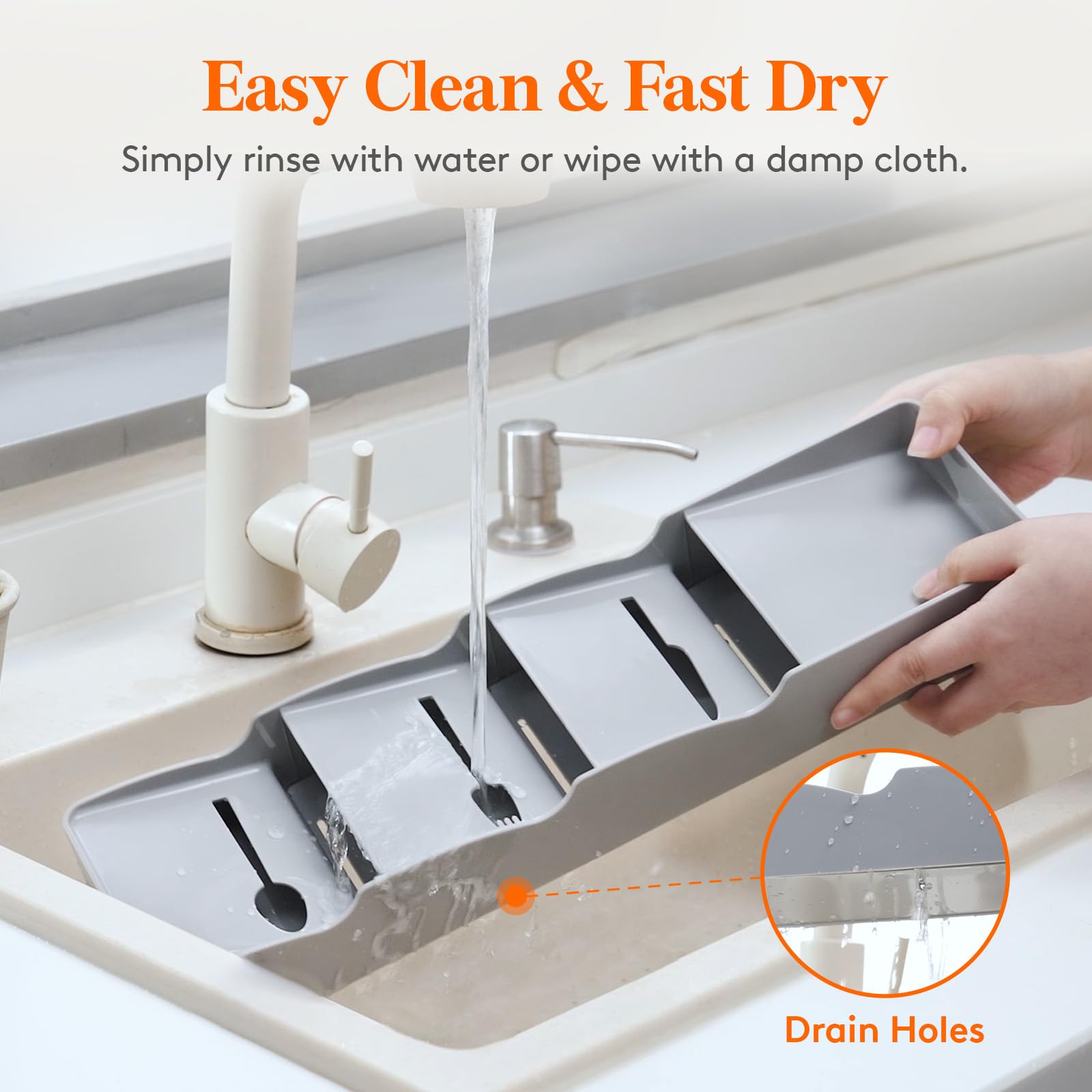 Lifewit Cutlery Drawer Organizer - Small Plastic Kitchen Utensil Tray for Spoons, Forks & Knives - Grey Flatware Storage Solution | Perfect for Kitchen Drawer Organization & Silverware Storage