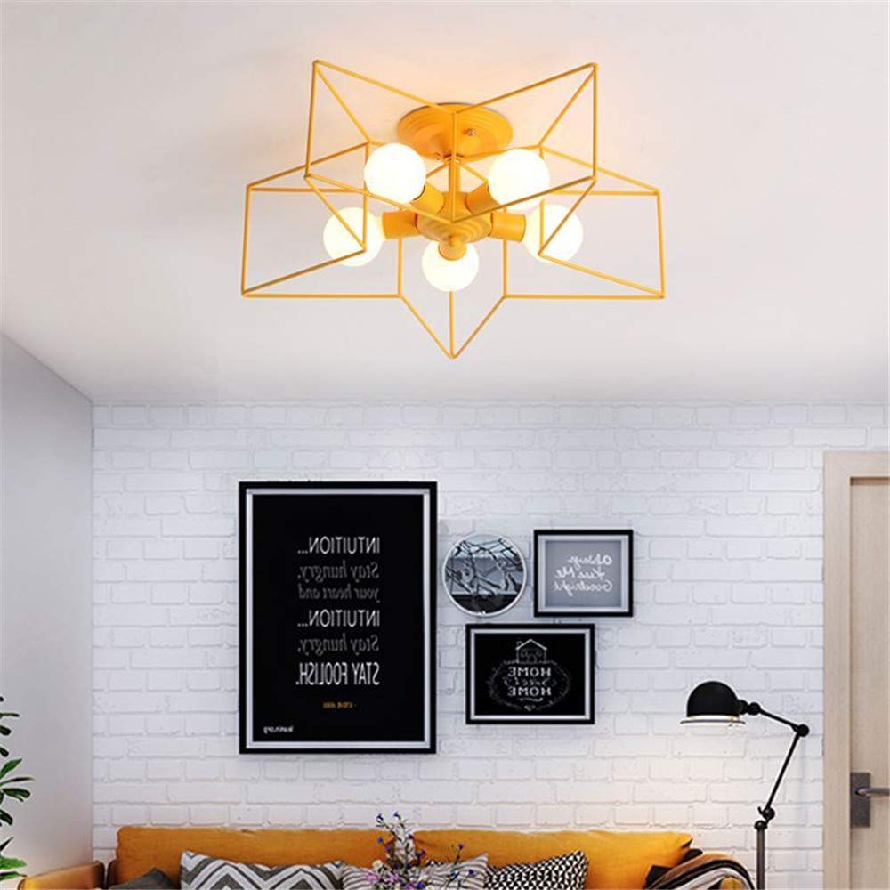KWOKING 5-Light Flush Mount Ceiling Fixture - Modern Industrial Star Design for Bedroom, Hallway & Living Room - Energy Efficient LED Lighting for Home Decor | Perfect for Kids Rooms, Nursery & Modern Interiors