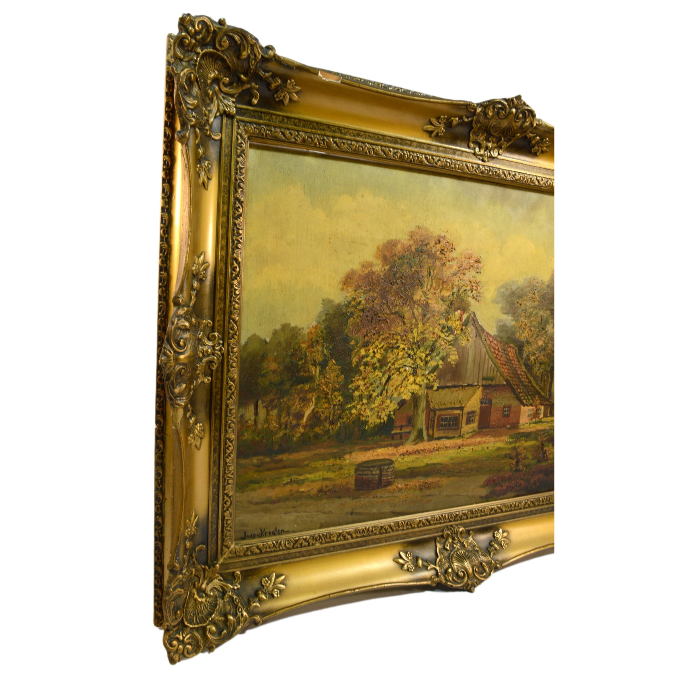 Original Oil Painting on Canvas - Handmade Artwork with Ornate Frame by Unknown Artist JAADV.KREATEN - Perfect for Home Decor, Living Room Wall Art & Gift Ideas