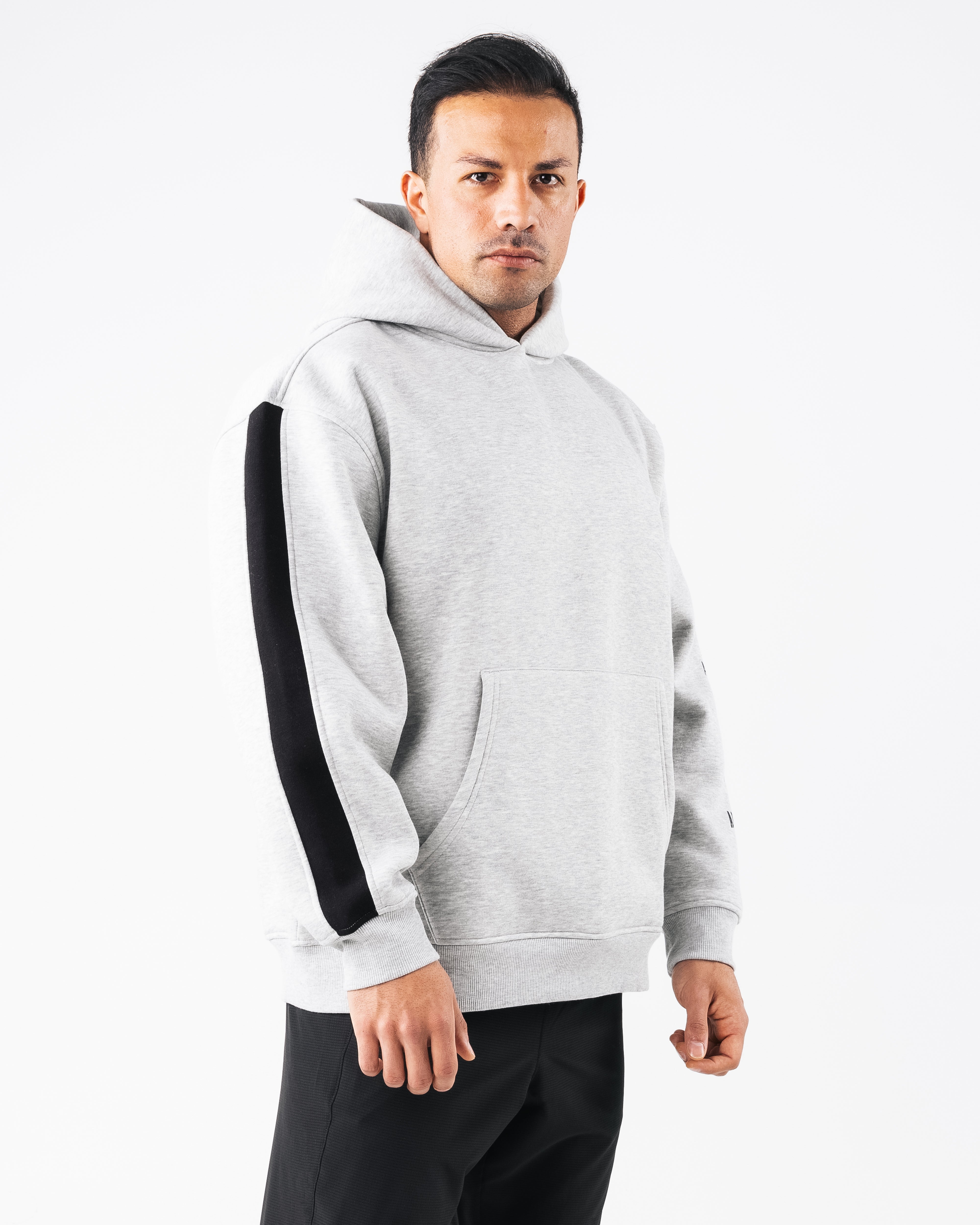Core Stripe Hoodie for Men & Women - Soft Heather Grey Pullover Sweatshirt | Casual Streetwear, Loungewear, and Outdoor Activities