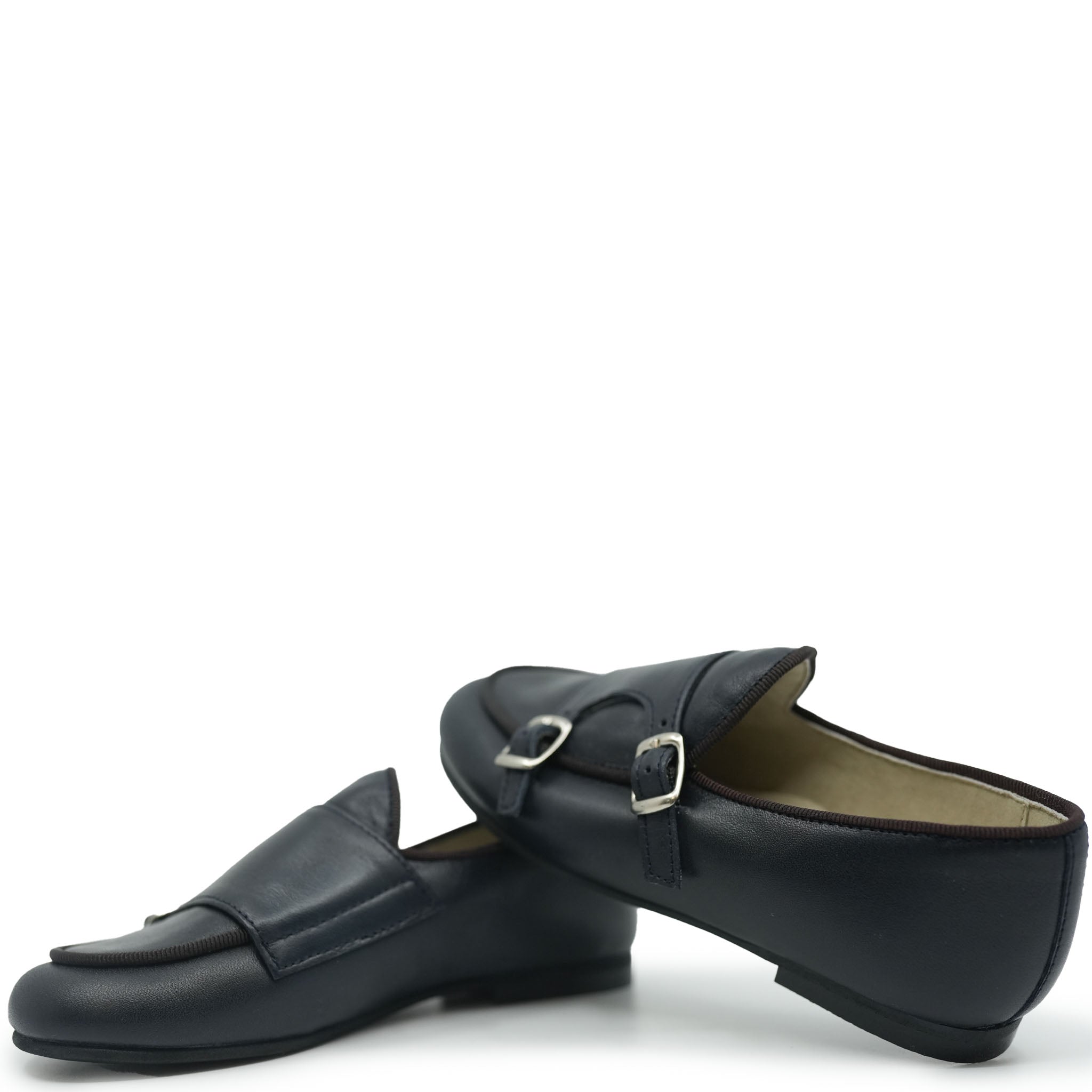 Sonatina Navy Blue Double Monk Strap Loafers for Men | Premium Leather Dress Shoes for Business, Office & Formal Occasions